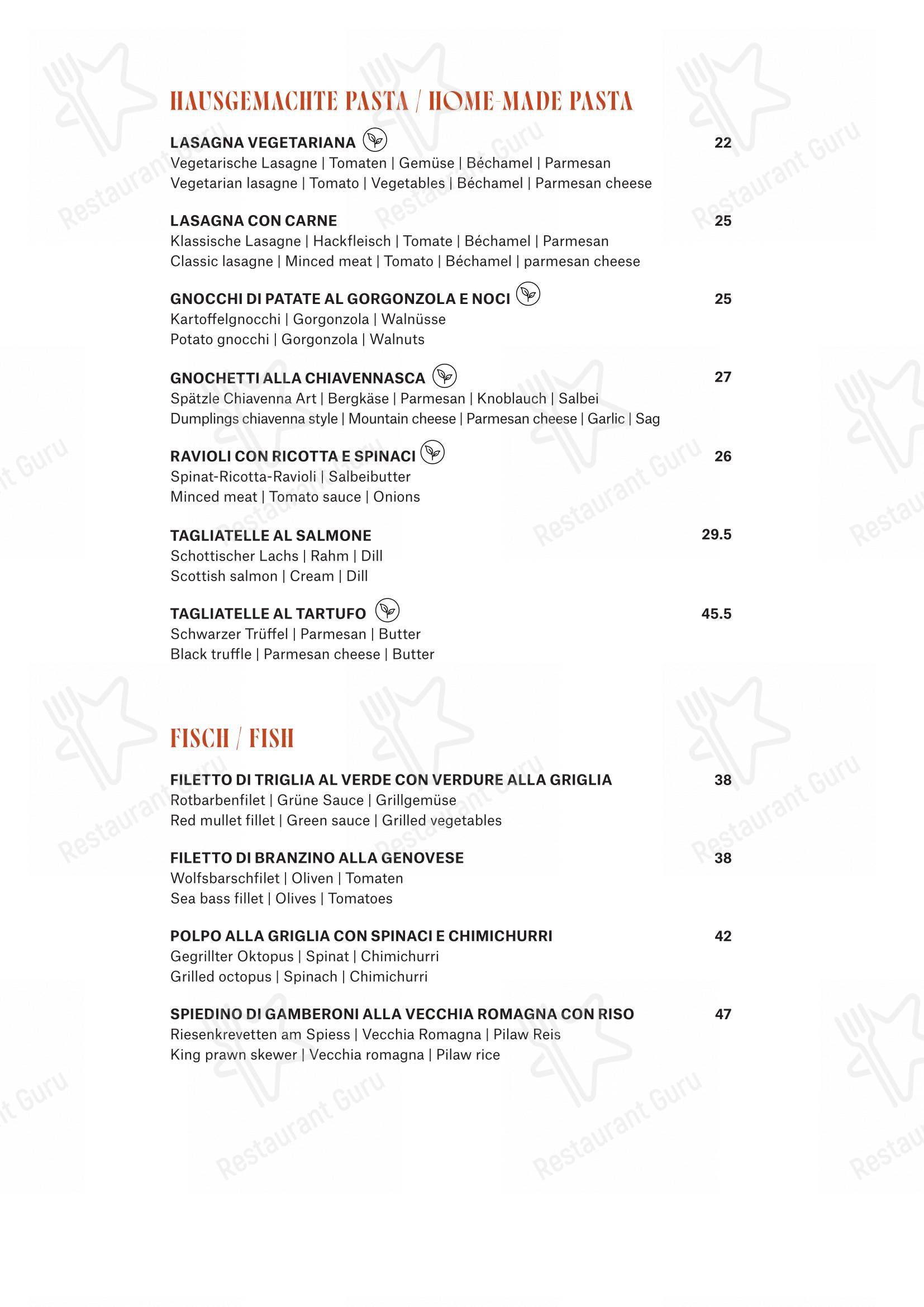 Menu bar per CARUSO – Pizza & Pasta ristorante