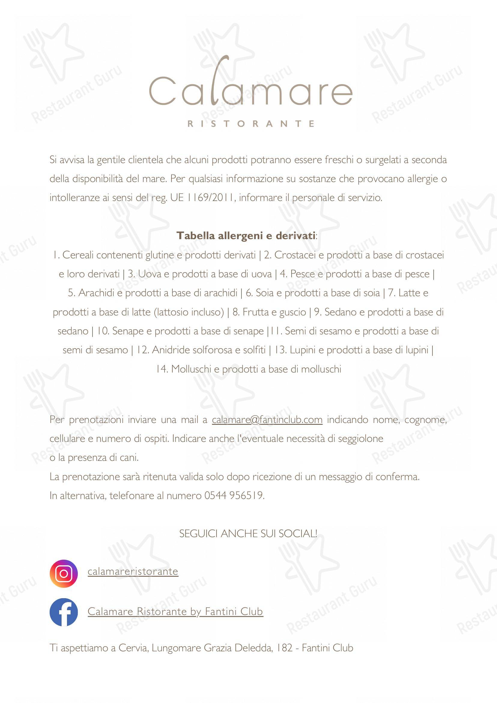 Menu di Ristorante Calamare - 菜单