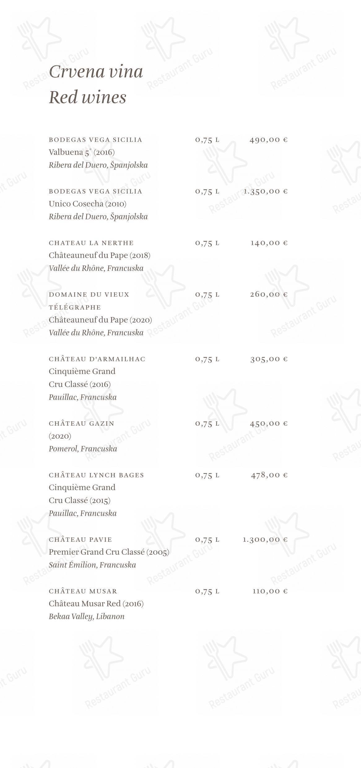 Cap Aureo Signature Restaurant in Rovigno - Основное меню