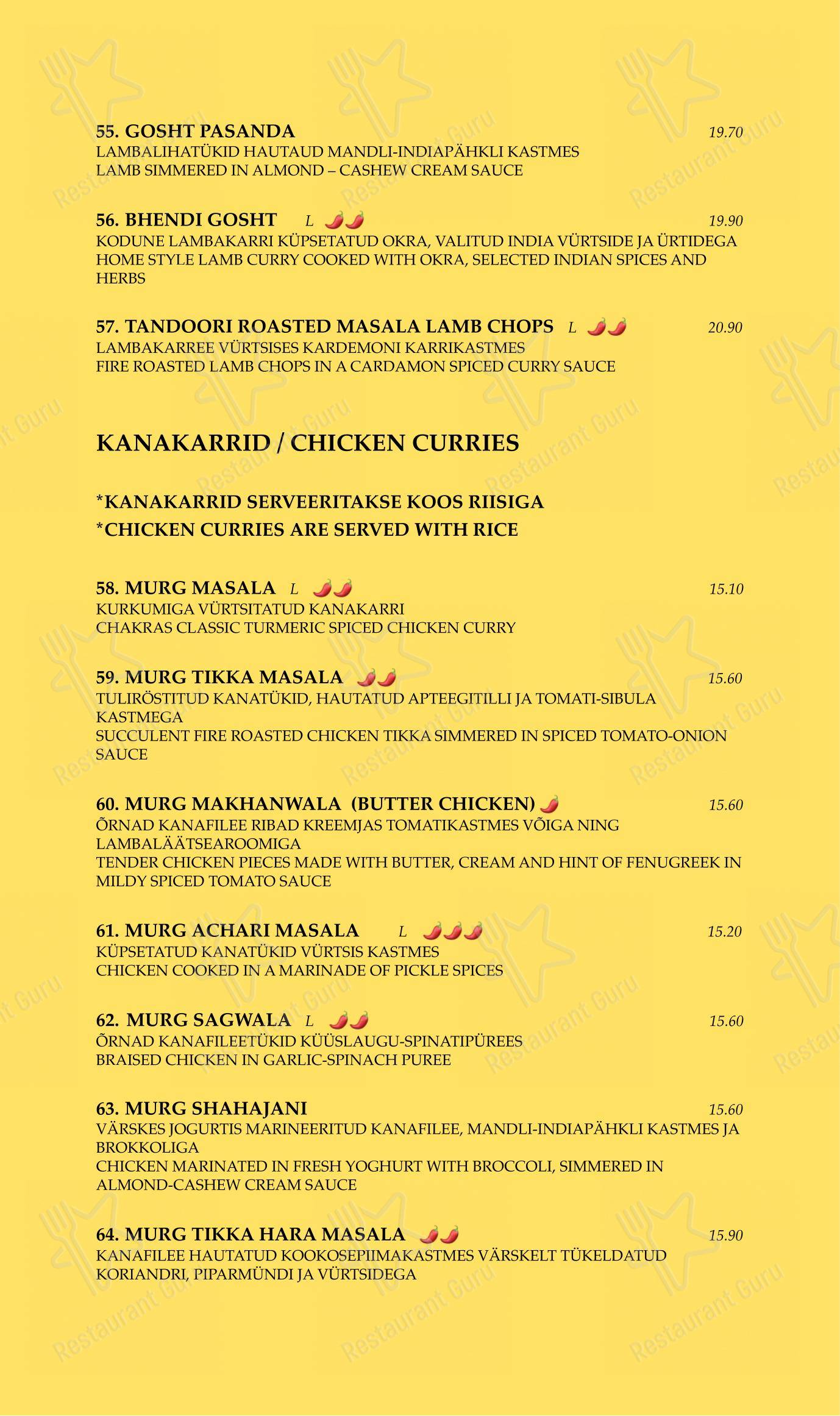 Chakra dans Tallinn - Menu bar