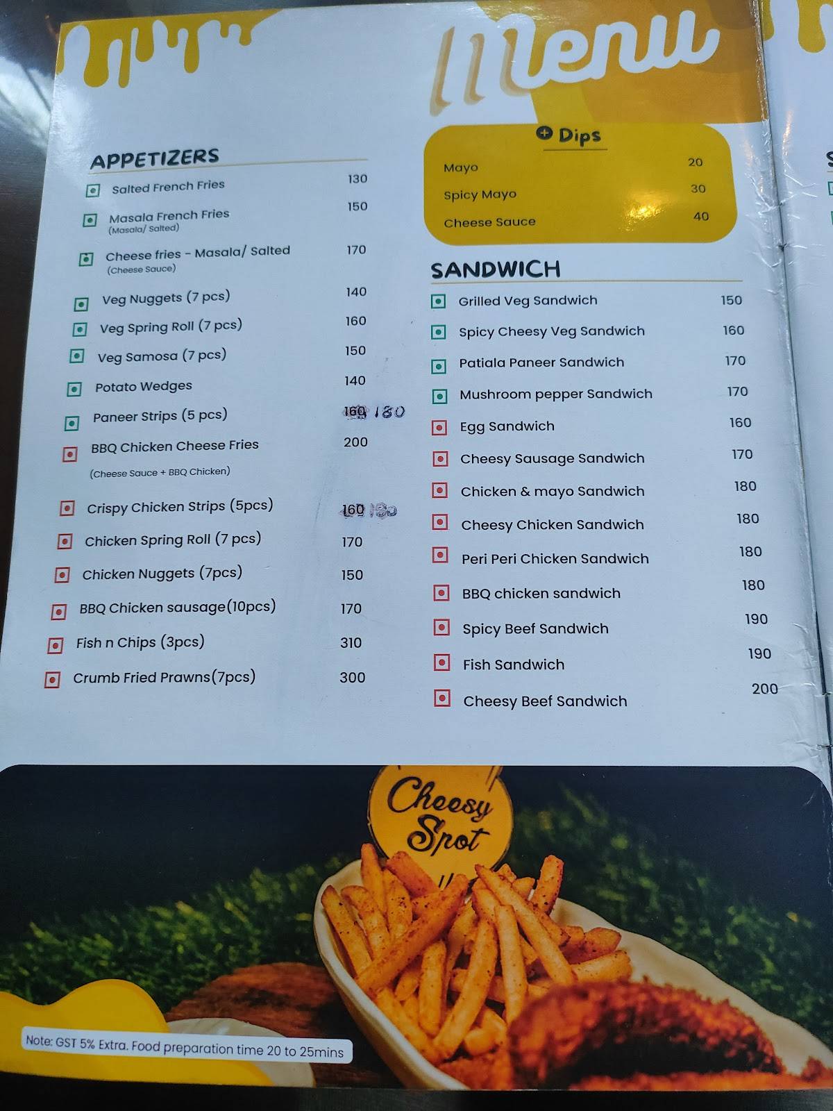 Cheesy Spot Kottayam - Pizza, Burger and more menu