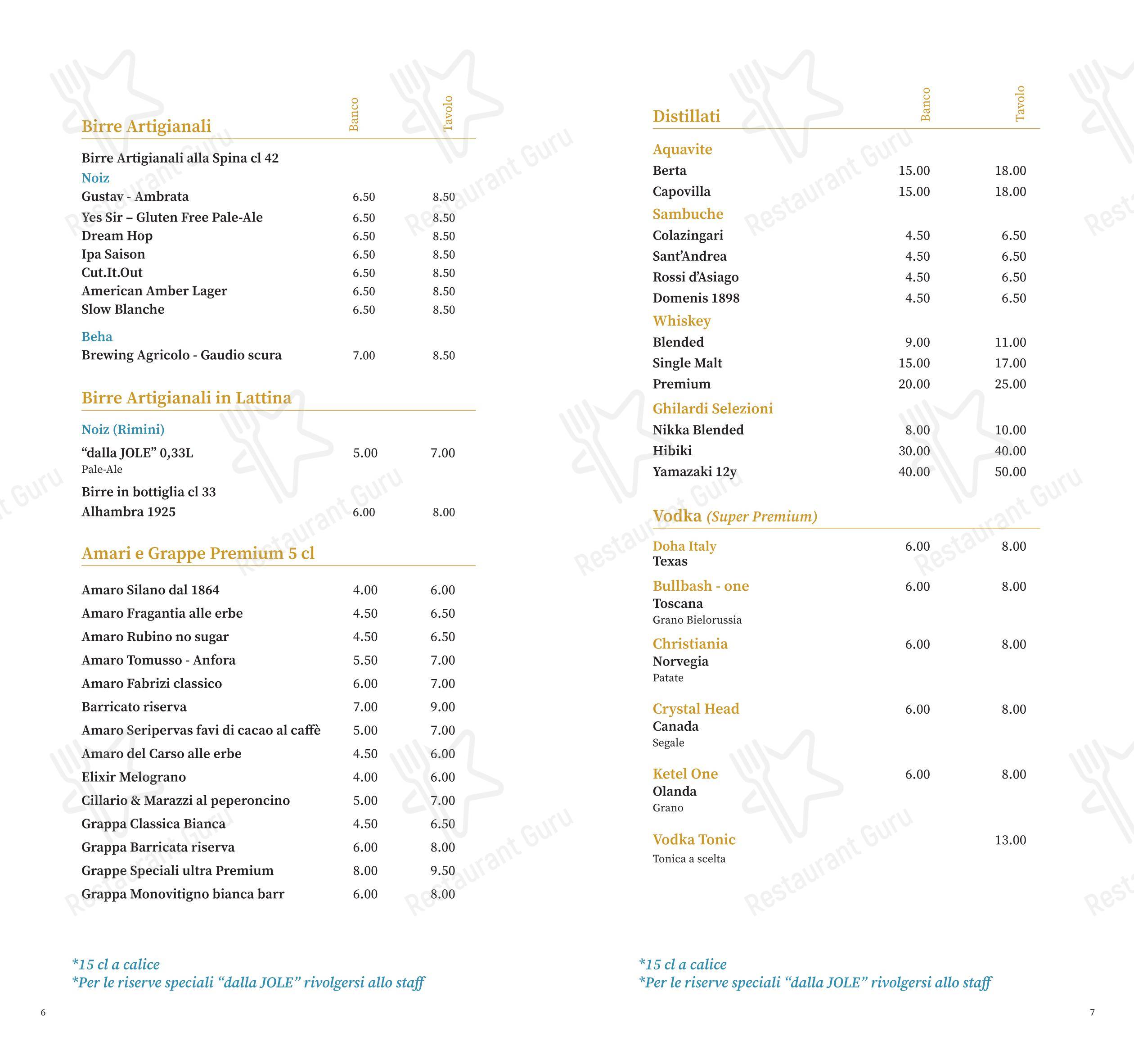 Menu per Dalla Jole molo Rimini in Rimini