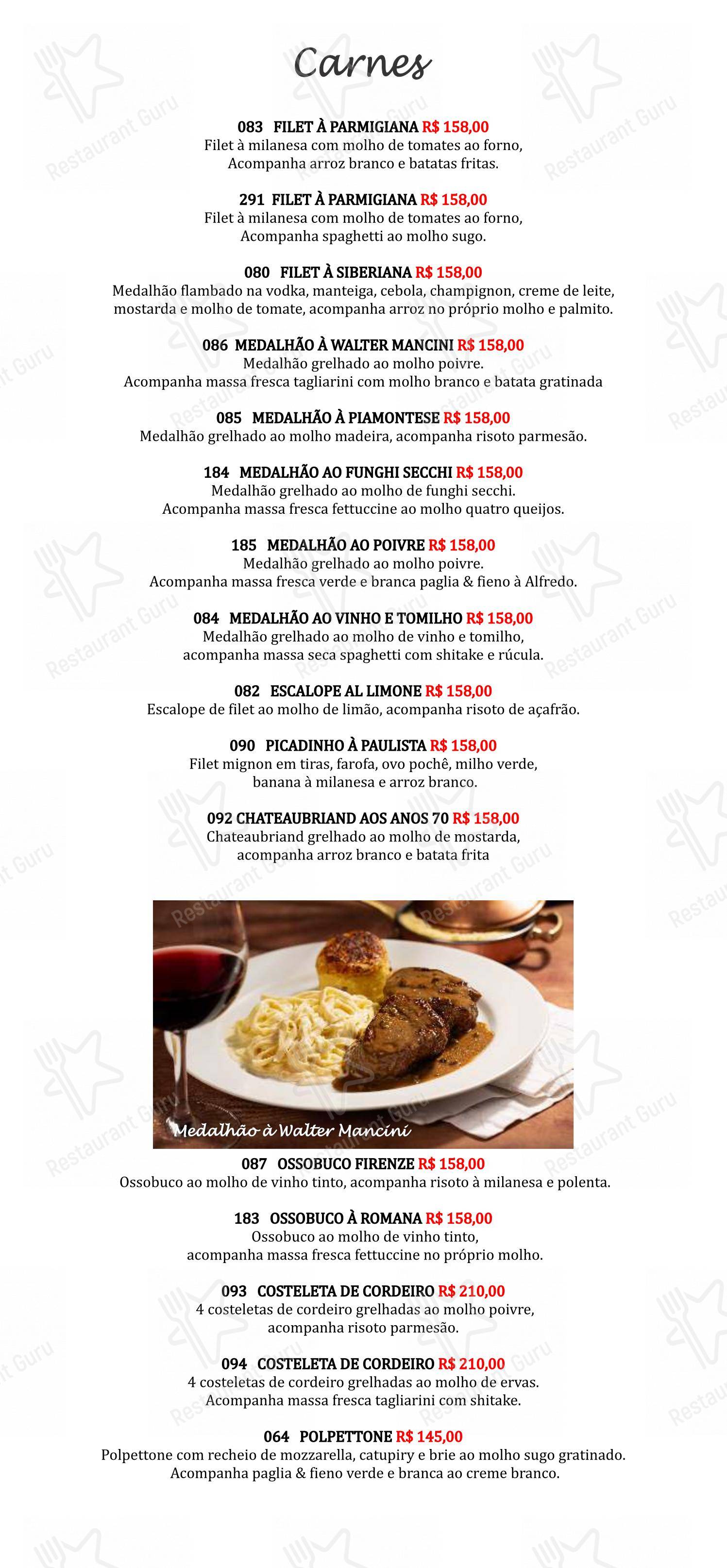 Menu bar para Famiglia Mancini Trattoria restaurante