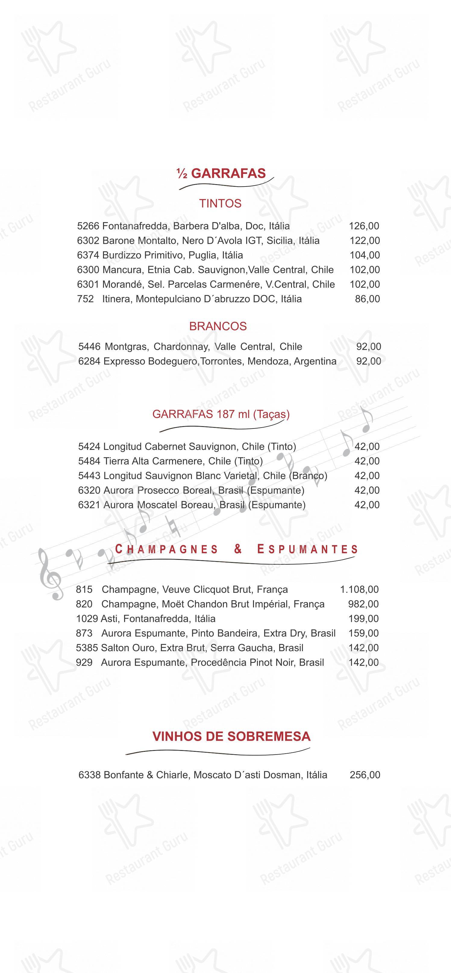 菜单 para Famiglia Mancini Trattoria em São Paulo