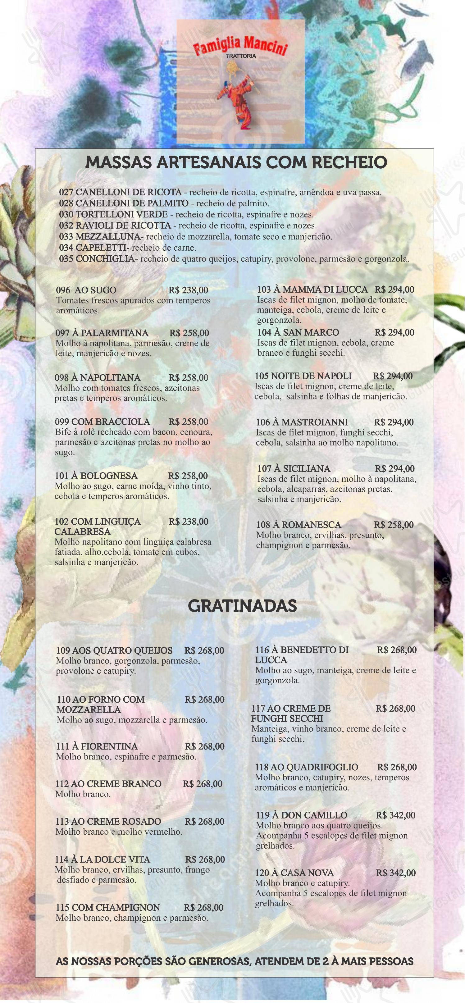 Famiglia Mancini Trattoria - Menu