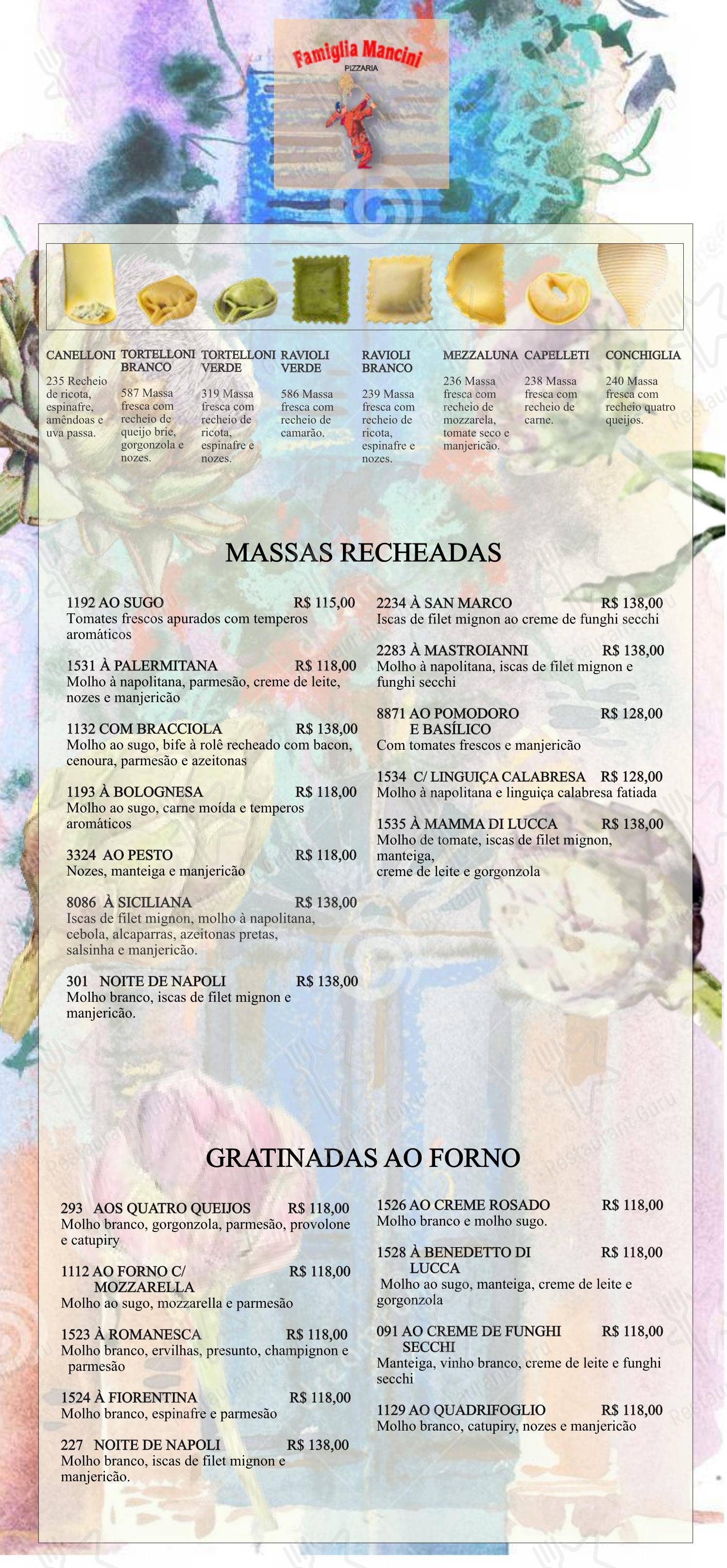 菜单 para Famiglia Mancini Trattoria em São Paulo