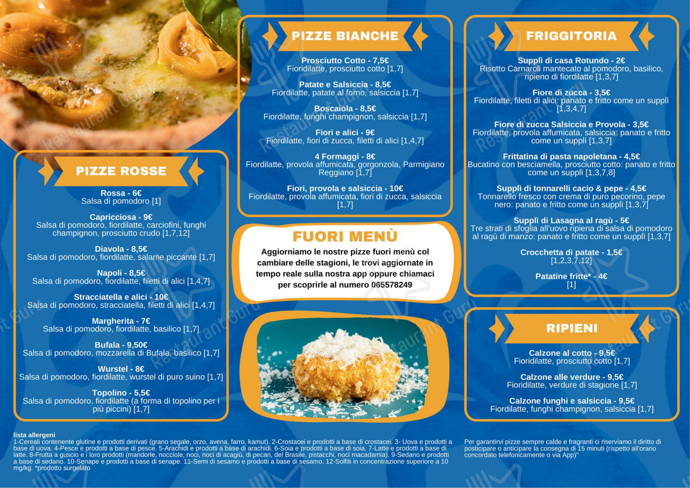 Menu di Fiori di Zucca - La Pizza Napoletana a Casa tua (zona Marconi) - Menu bar