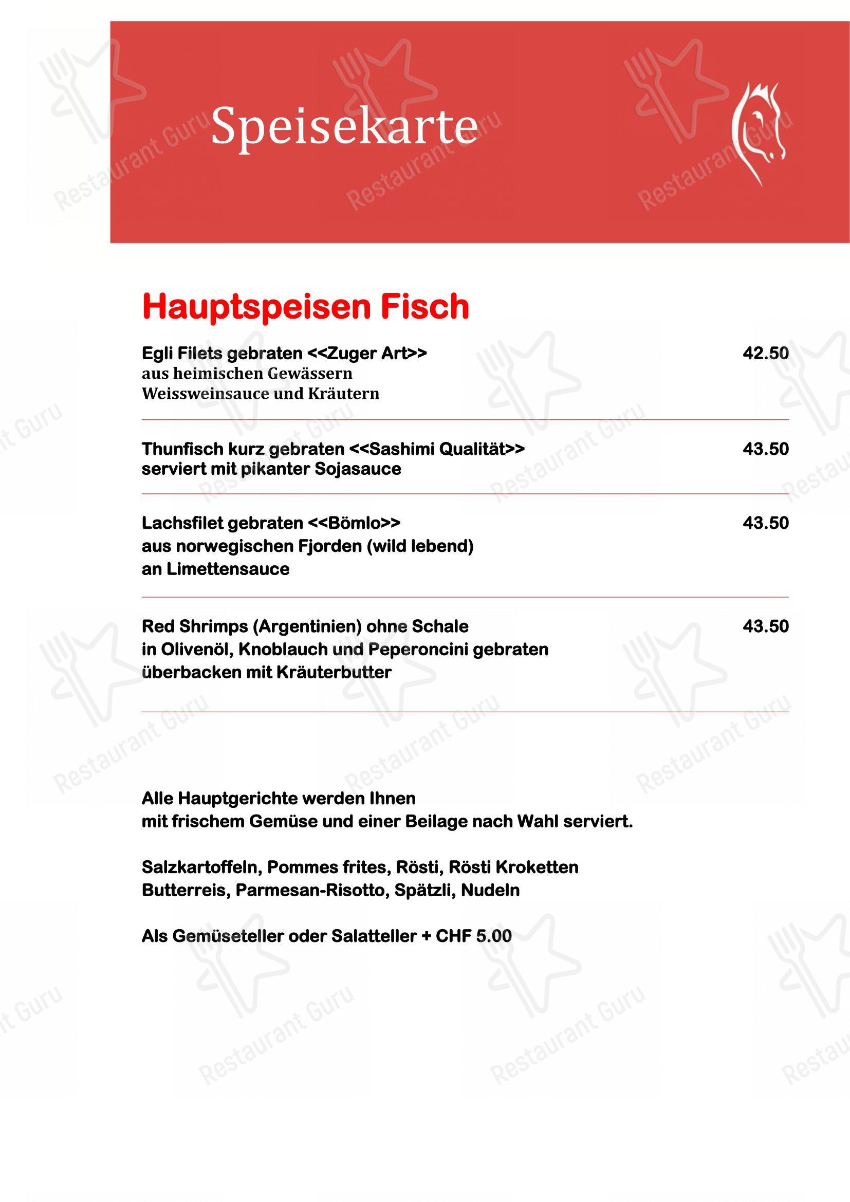 Gasthof Rössli in Grabs - Menu