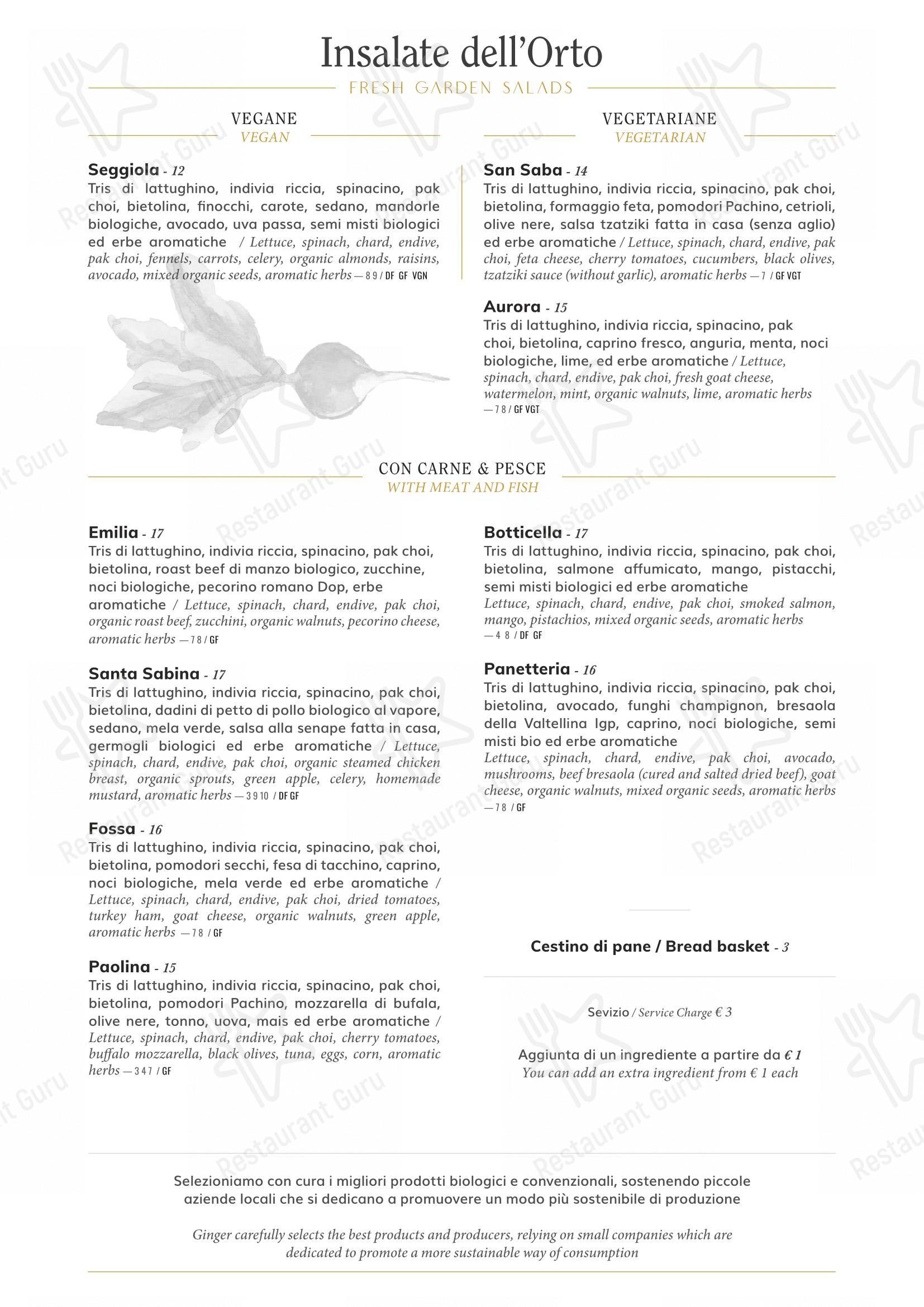 Takeaway Menu per Ginger - Spagna pub & bar