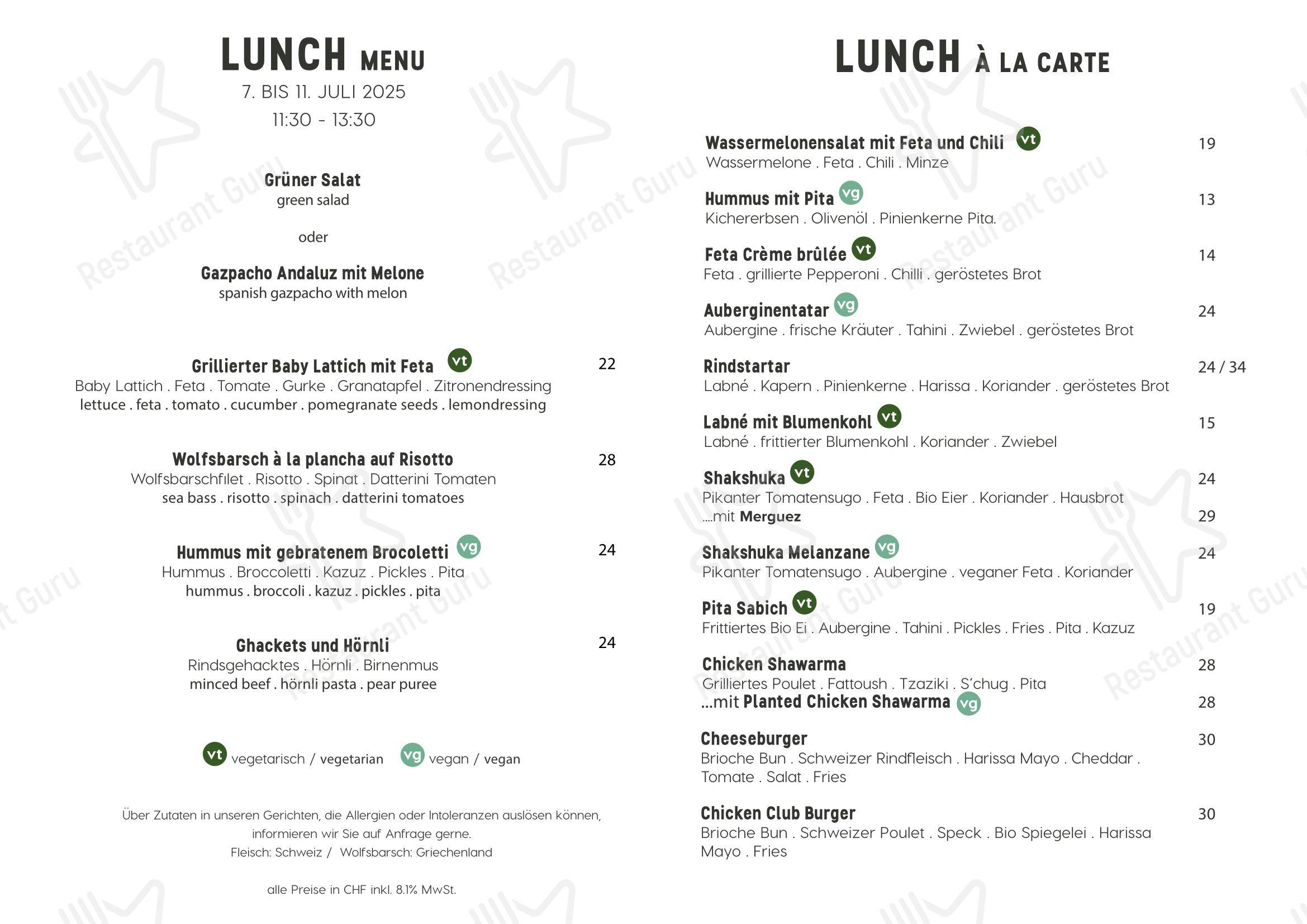 Grand Café Lochergut in Zurigo - 菜单