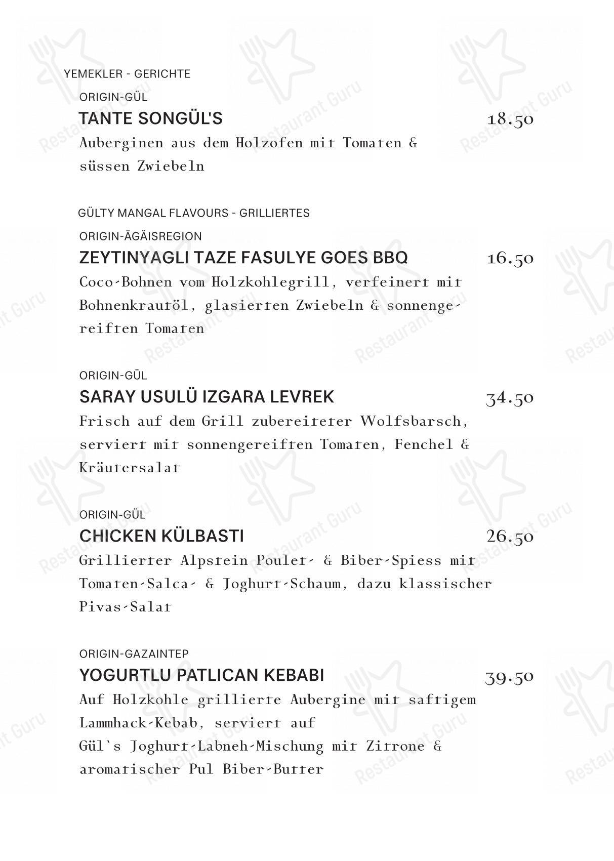 菜单 per Gül Restoran ristorante