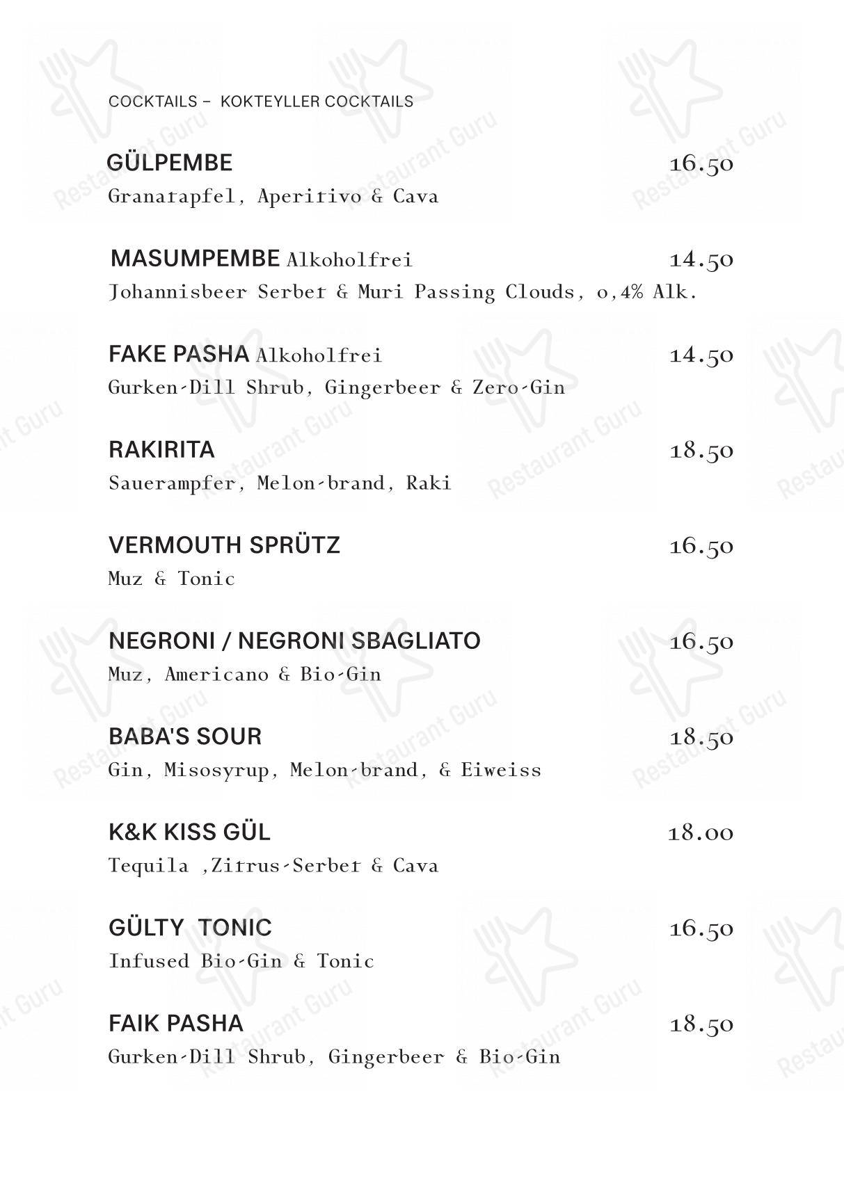 Gül Restoran in Zurigo - 菜单