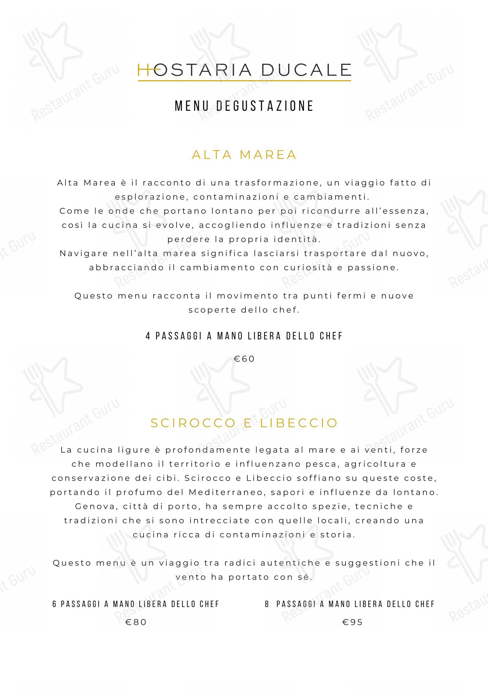 Menu per Hostaria Ducale in Genova
