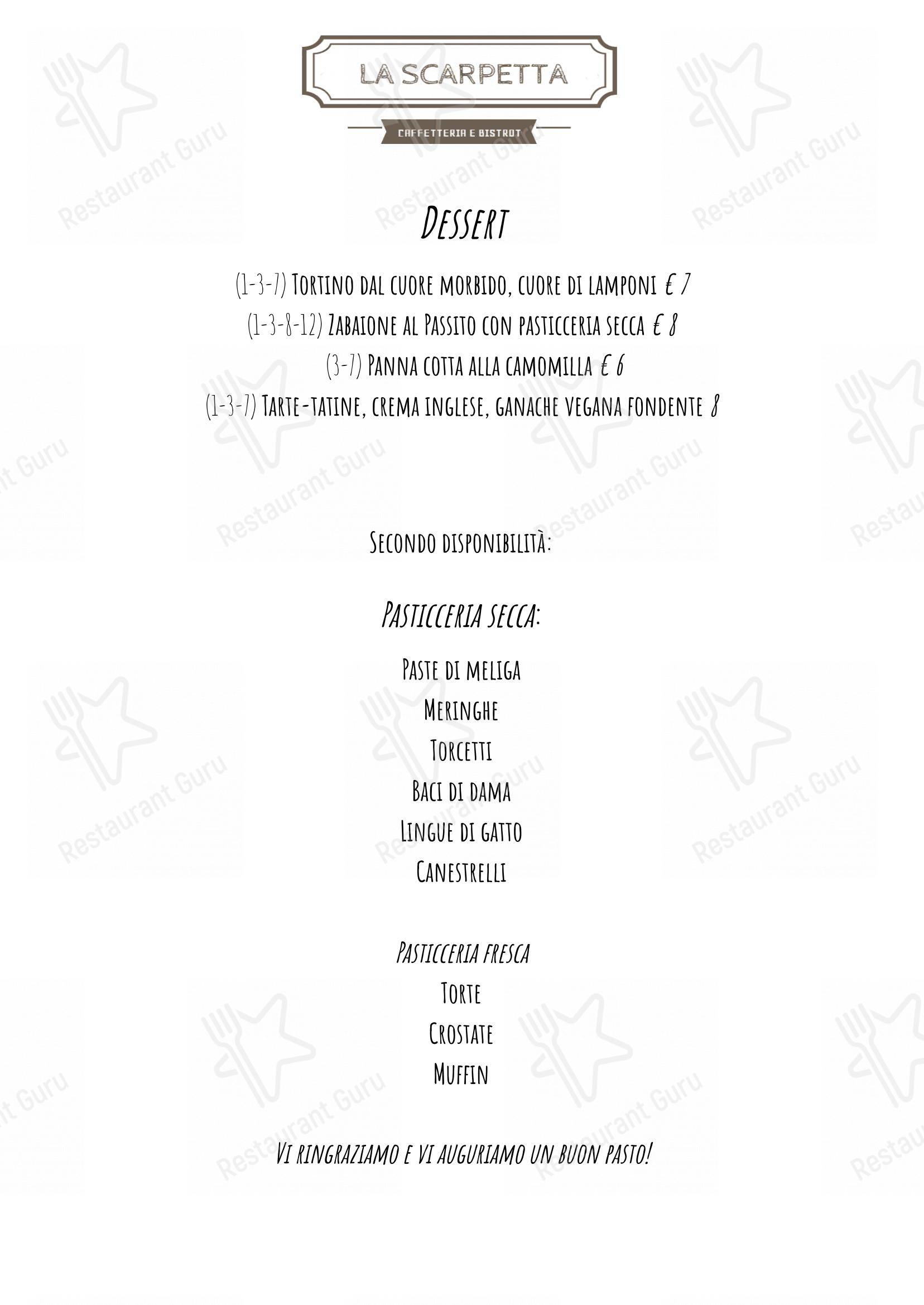 Menu per La Scarpetta in Castellamonte