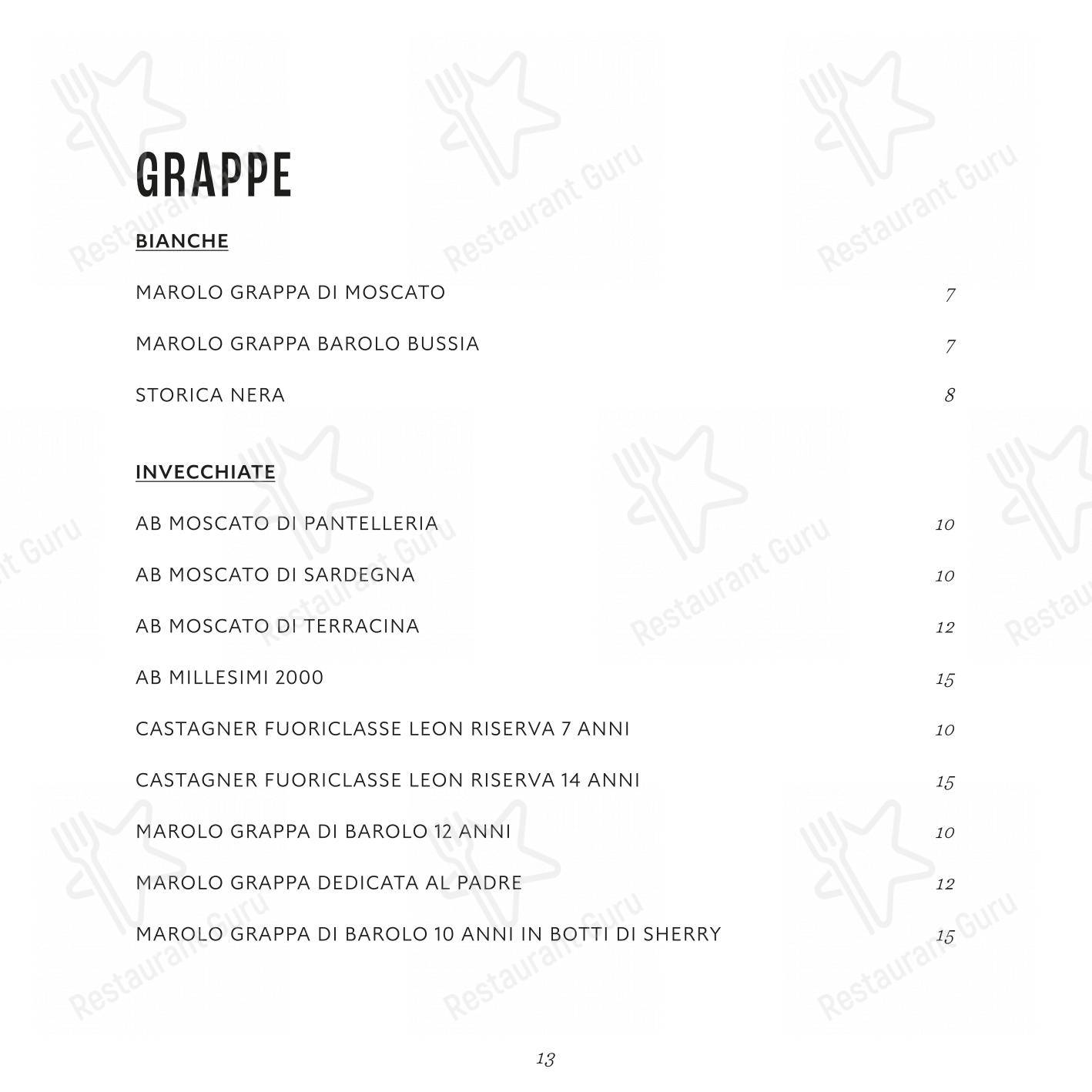 Menu di La Zanzara - Крафт меню