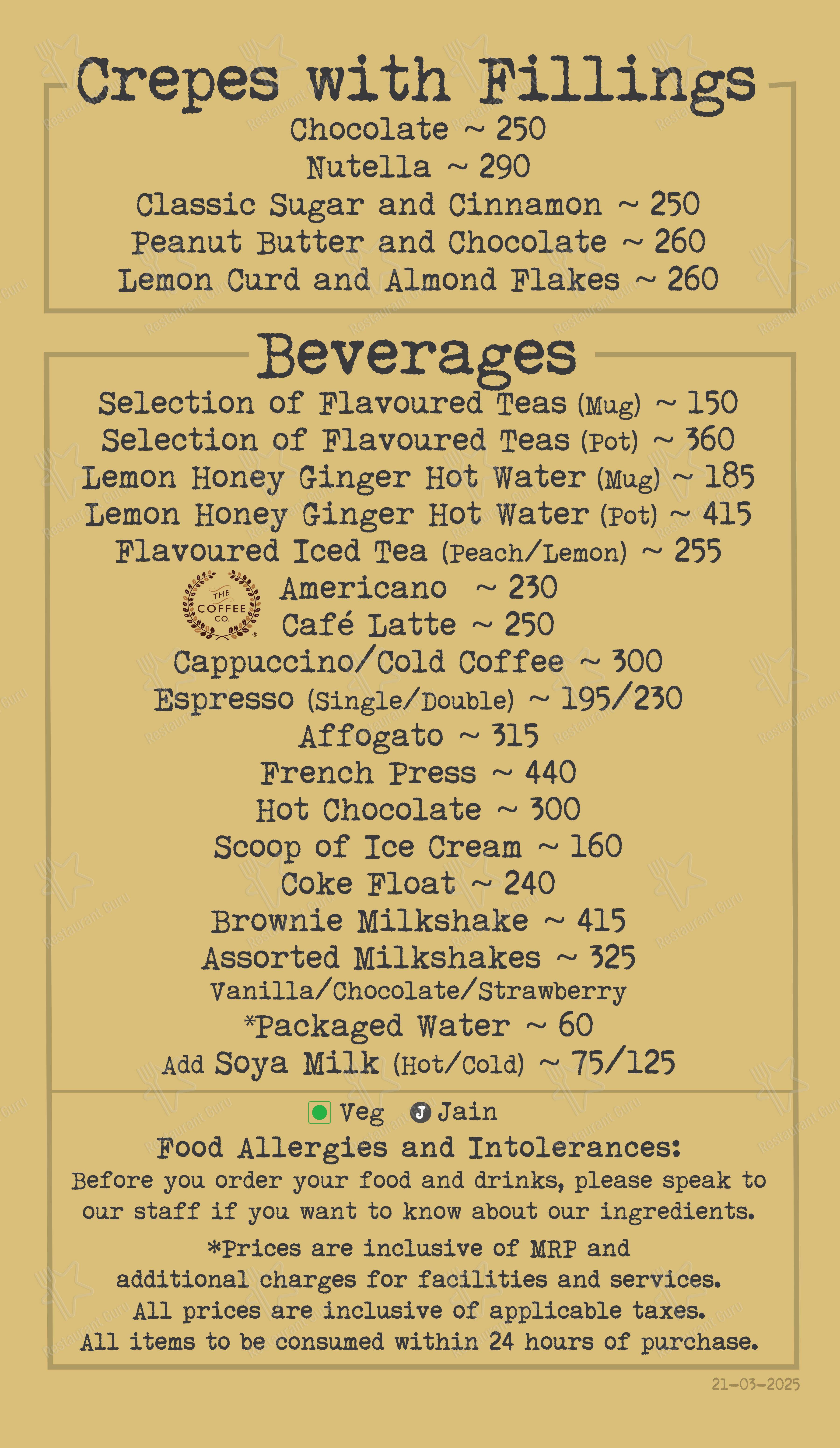 Landour Bakehouse - Menu
