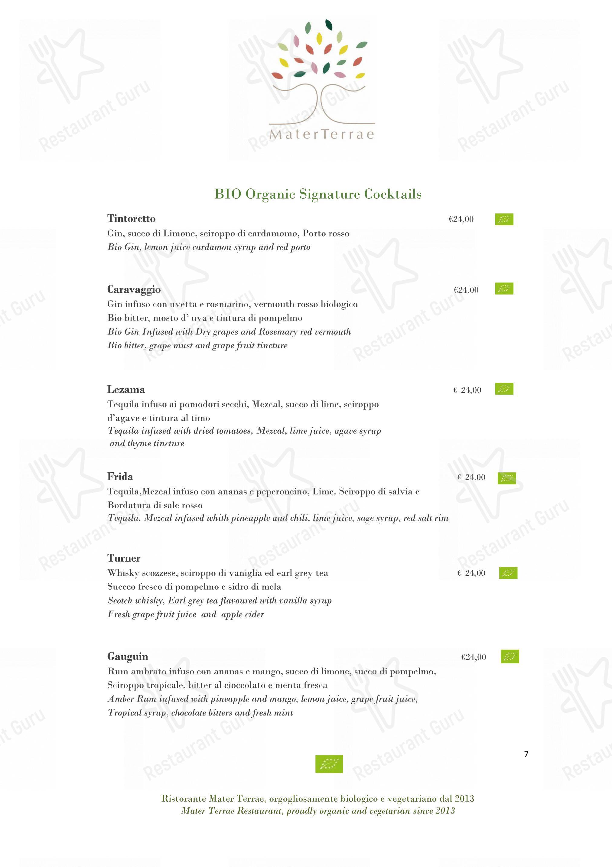 Mater Terrae in Roma - Takeaway Menu
