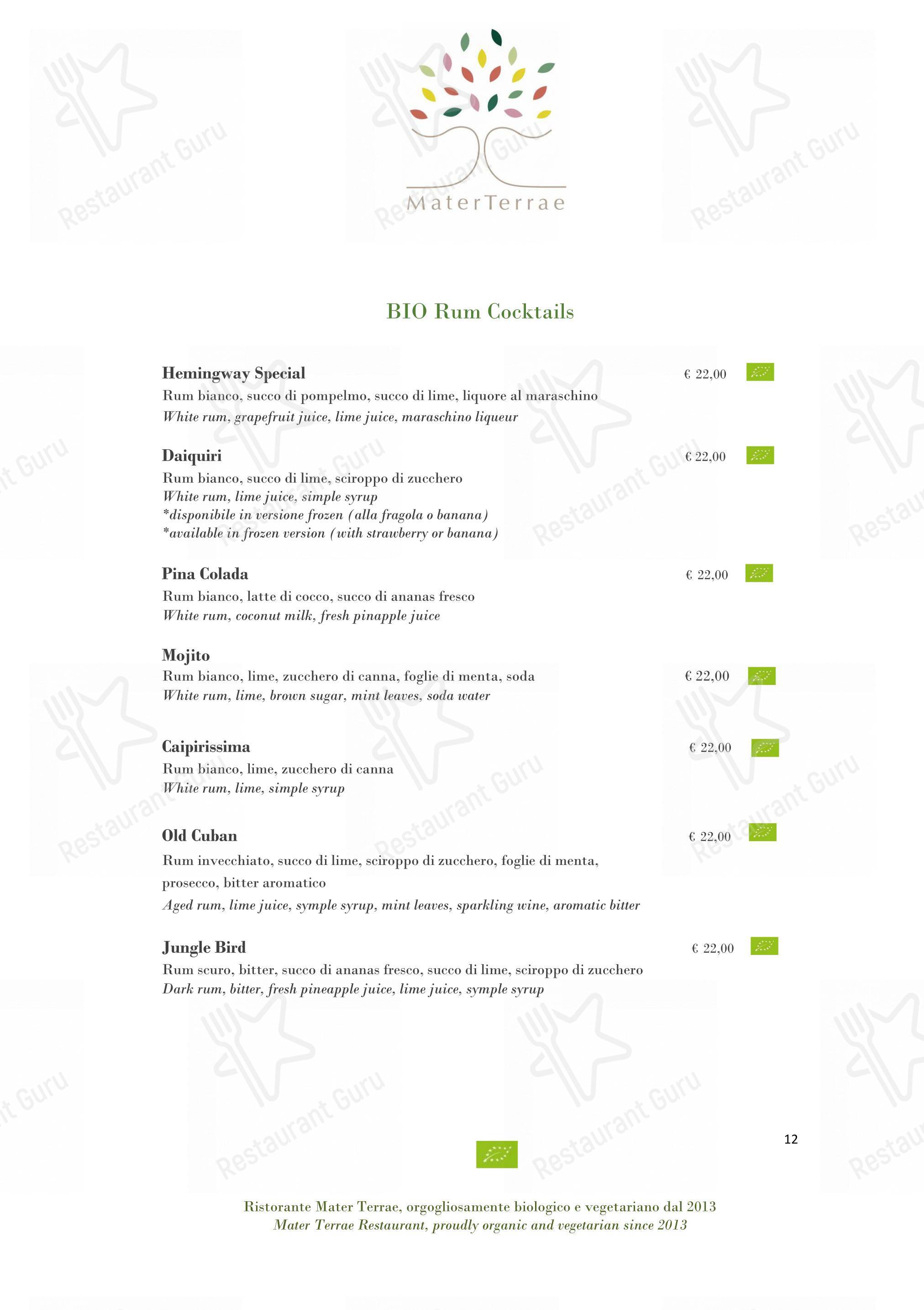 Takeaway Menu per Mater Terrae in Roma