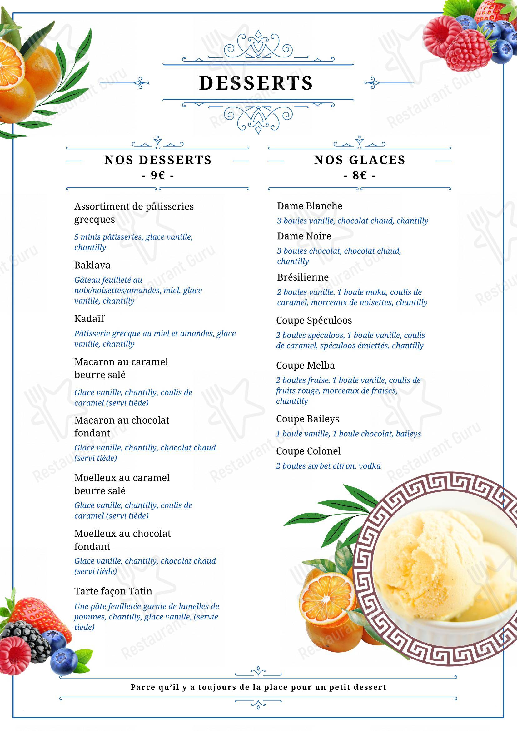 Menu pour Maxime's restaurant