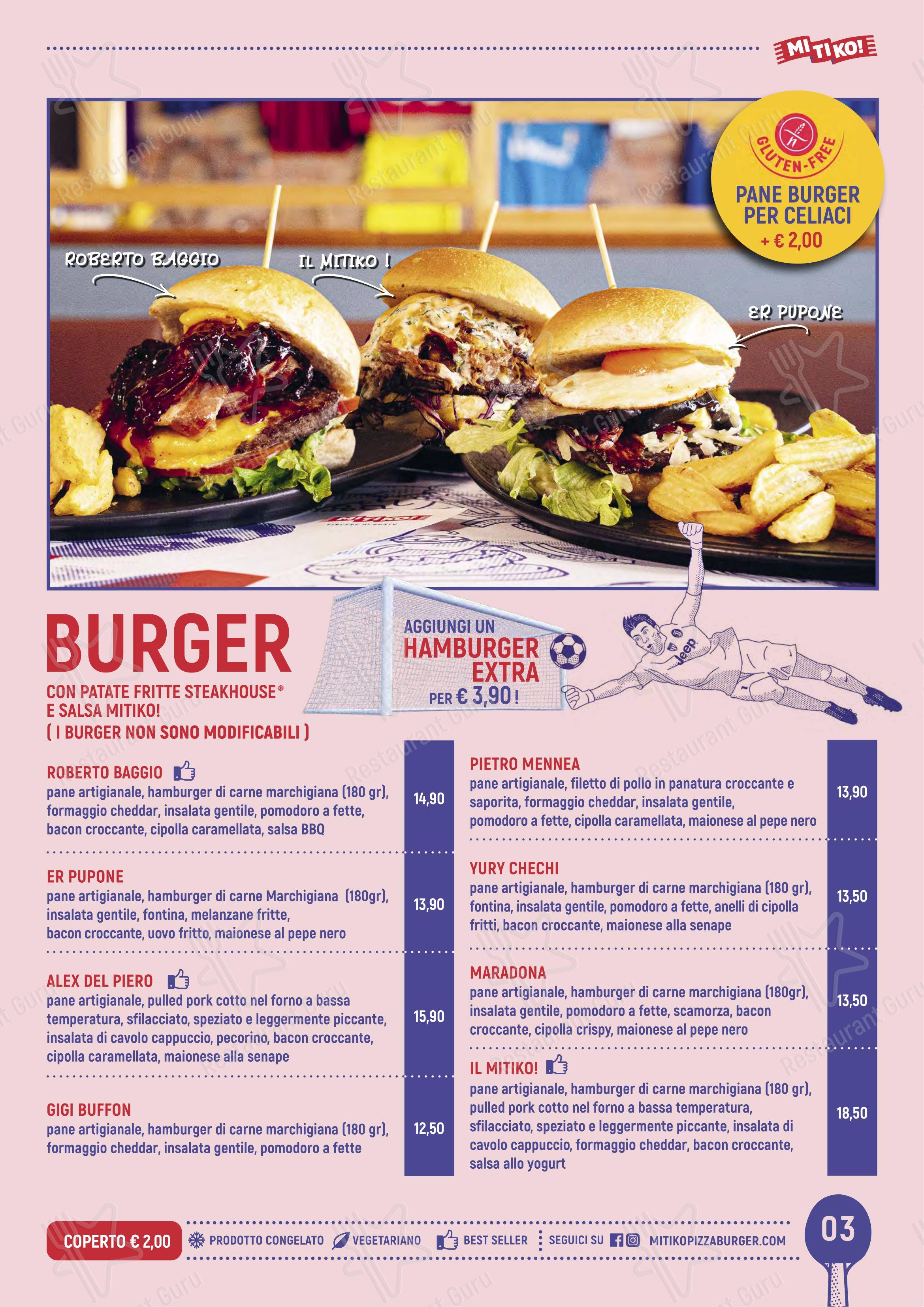 Menu per Mitiko - Ristorante sportivo, Pizzeria e Burger in Verona