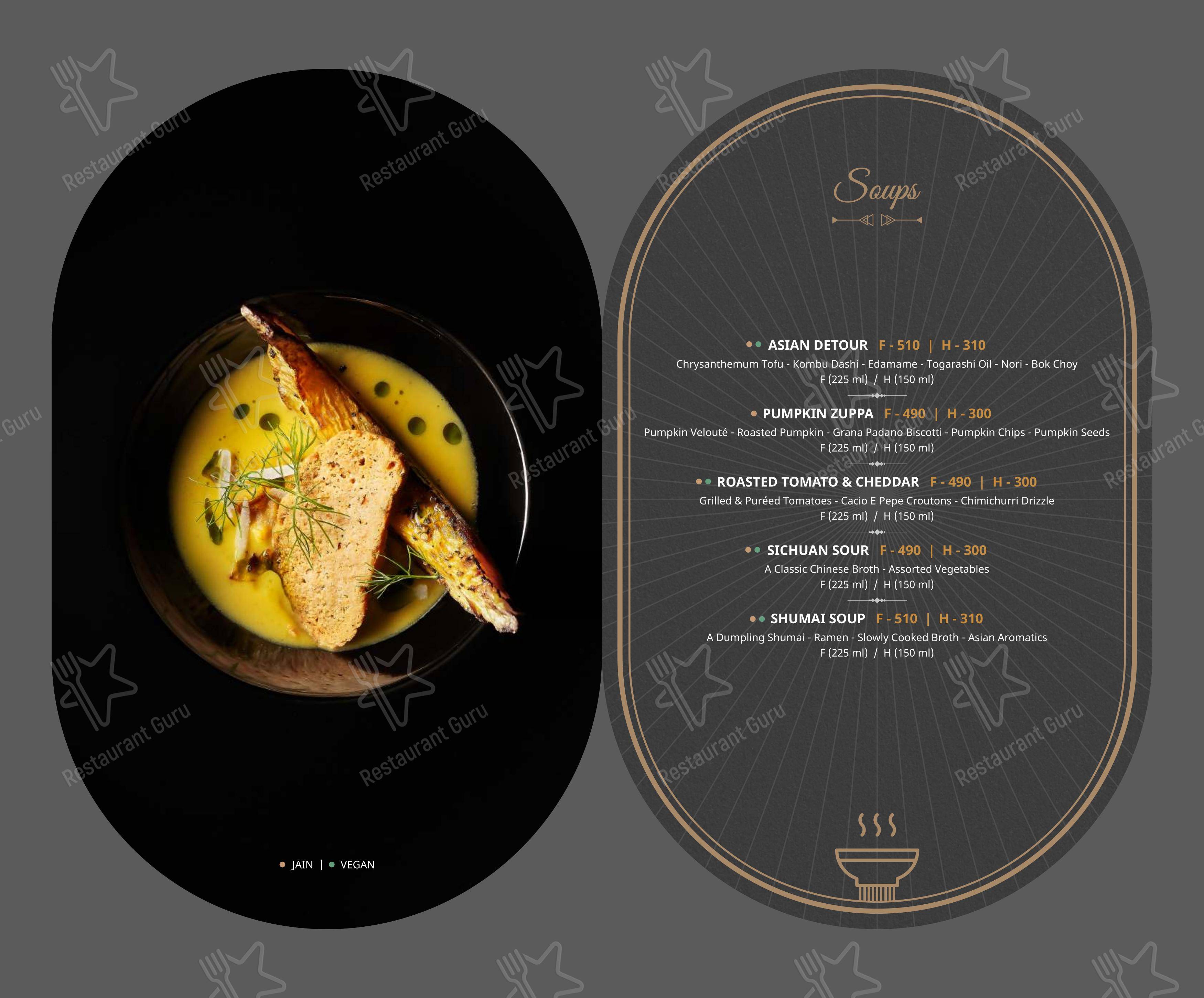 菜单 for the Patang Re-Evolve restaurant