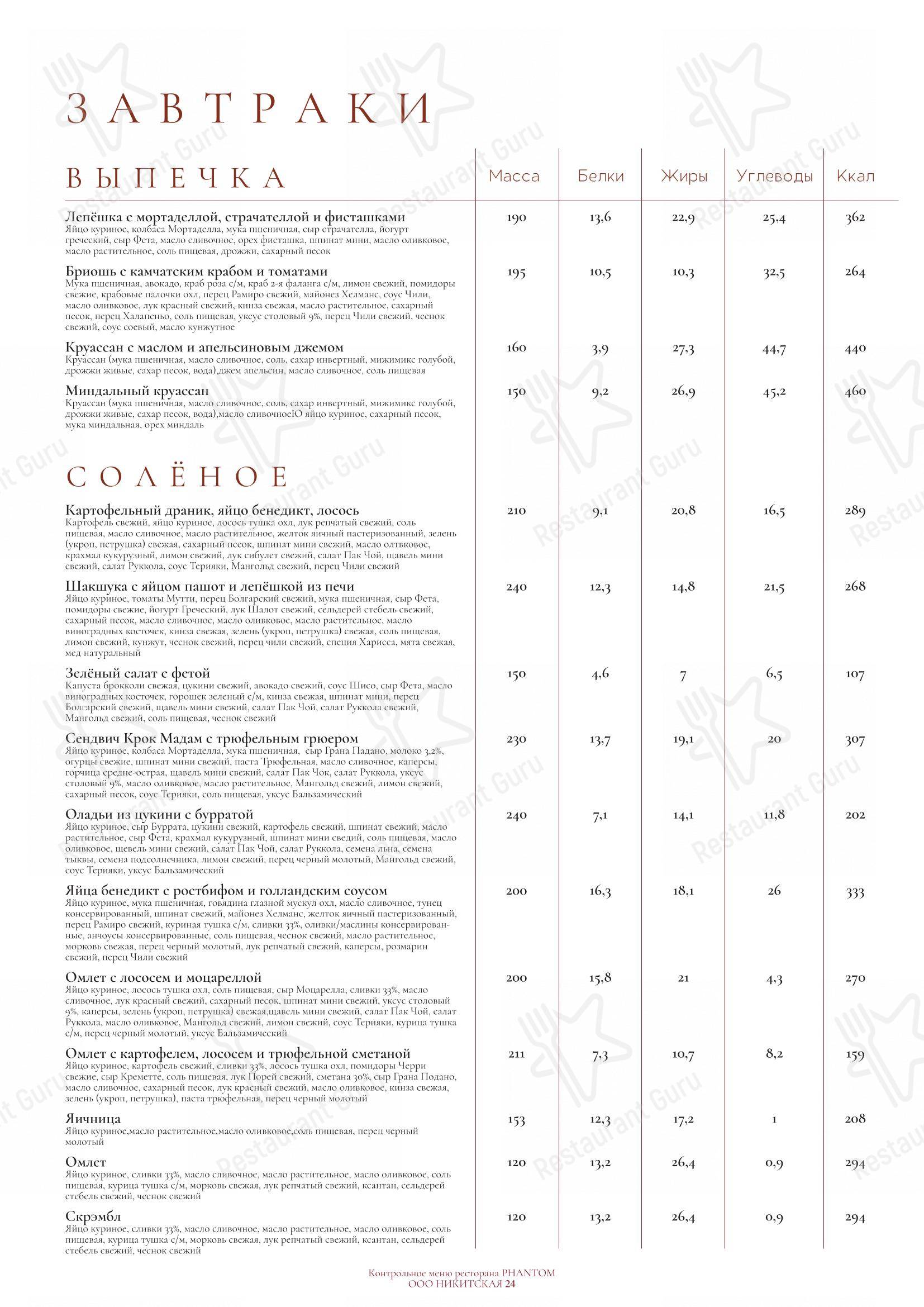 Phantom dans Moscou - Menu
