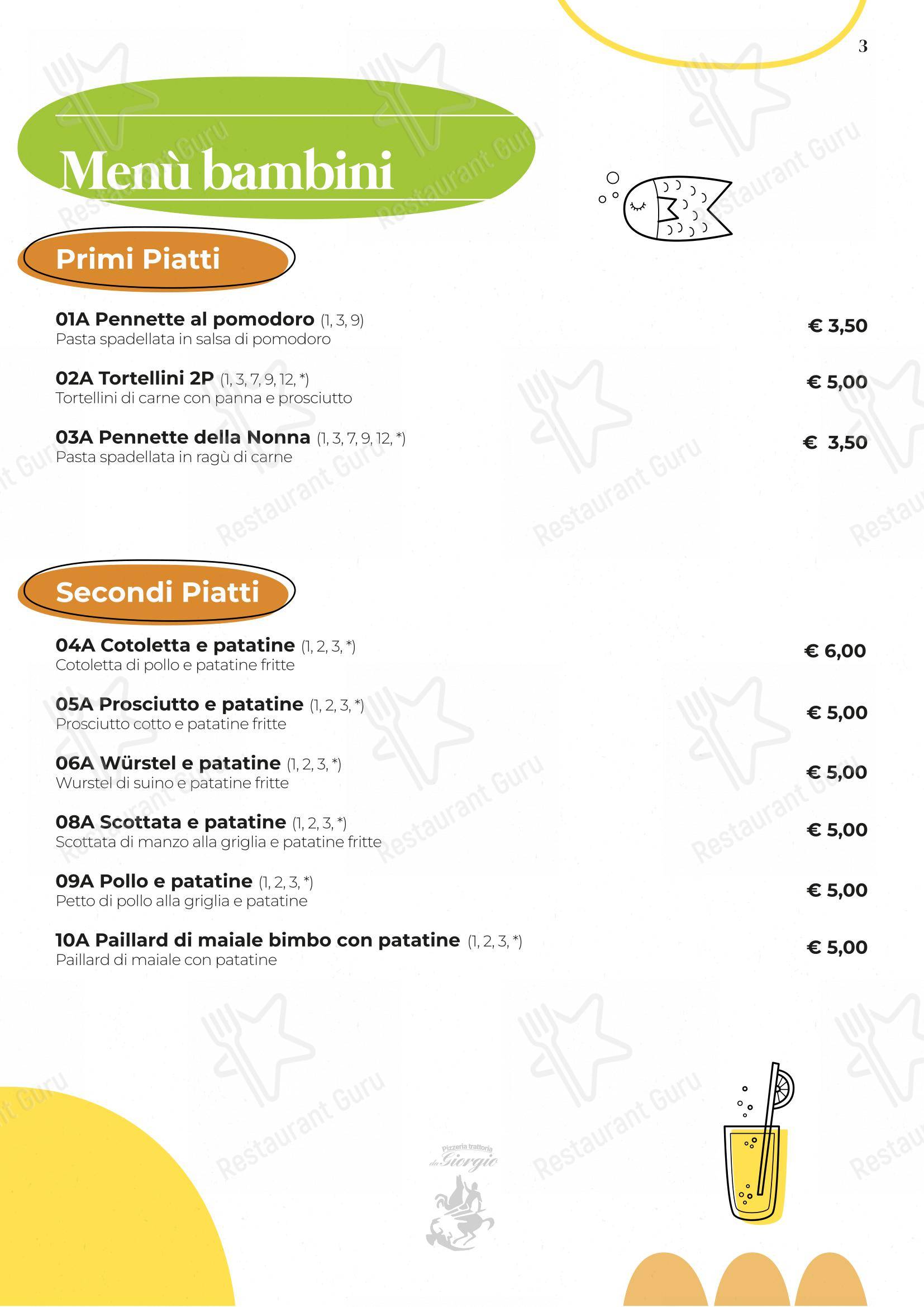 Menu di Pizzeria Trattoria da Giorgio - Menu