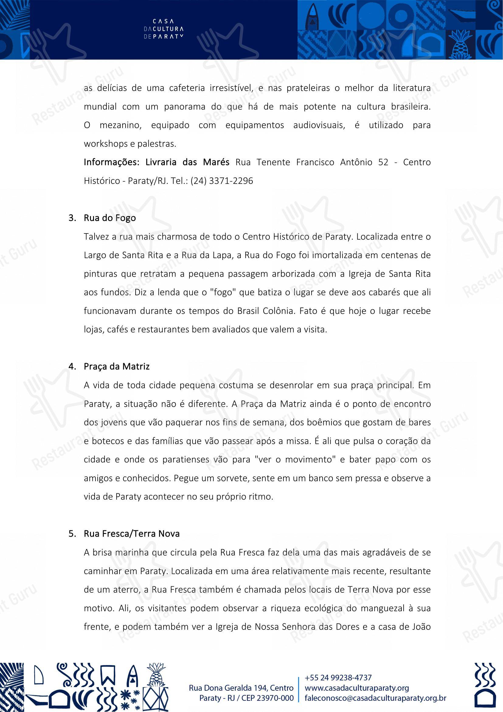 菜单 para Quintal das Letras restaurante
