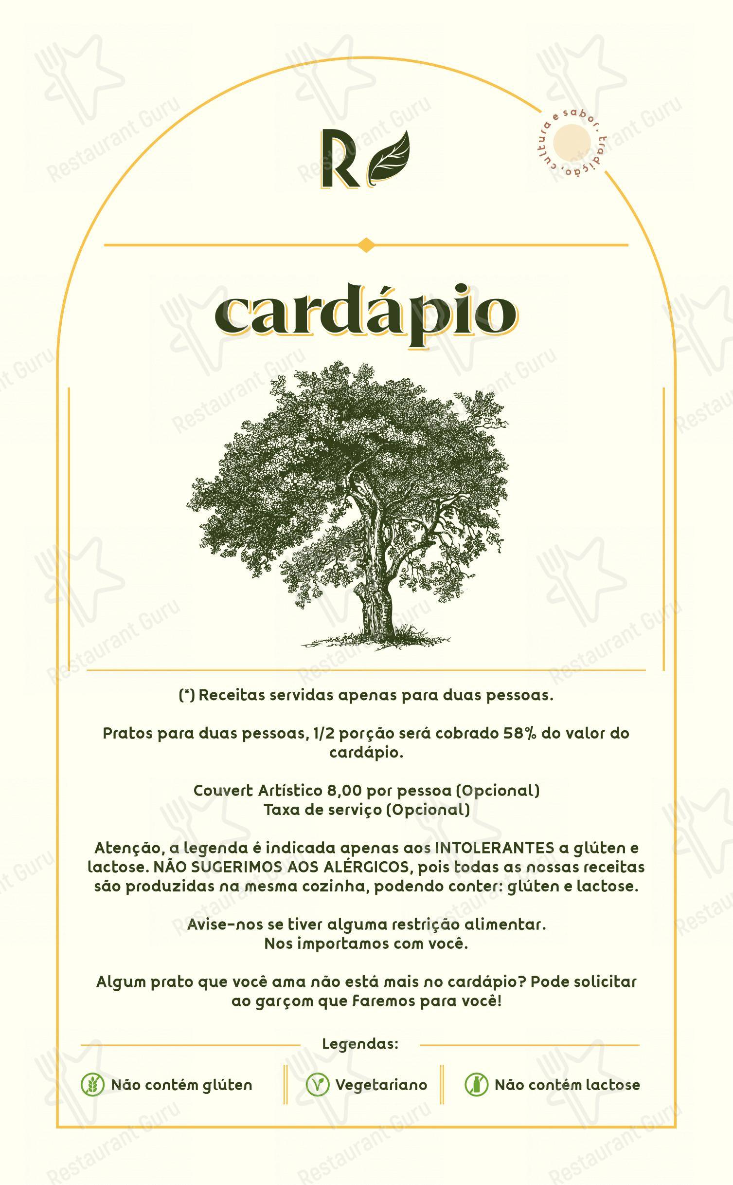 Menu para Raízes Restaurante Pizzaria em Ubatuba