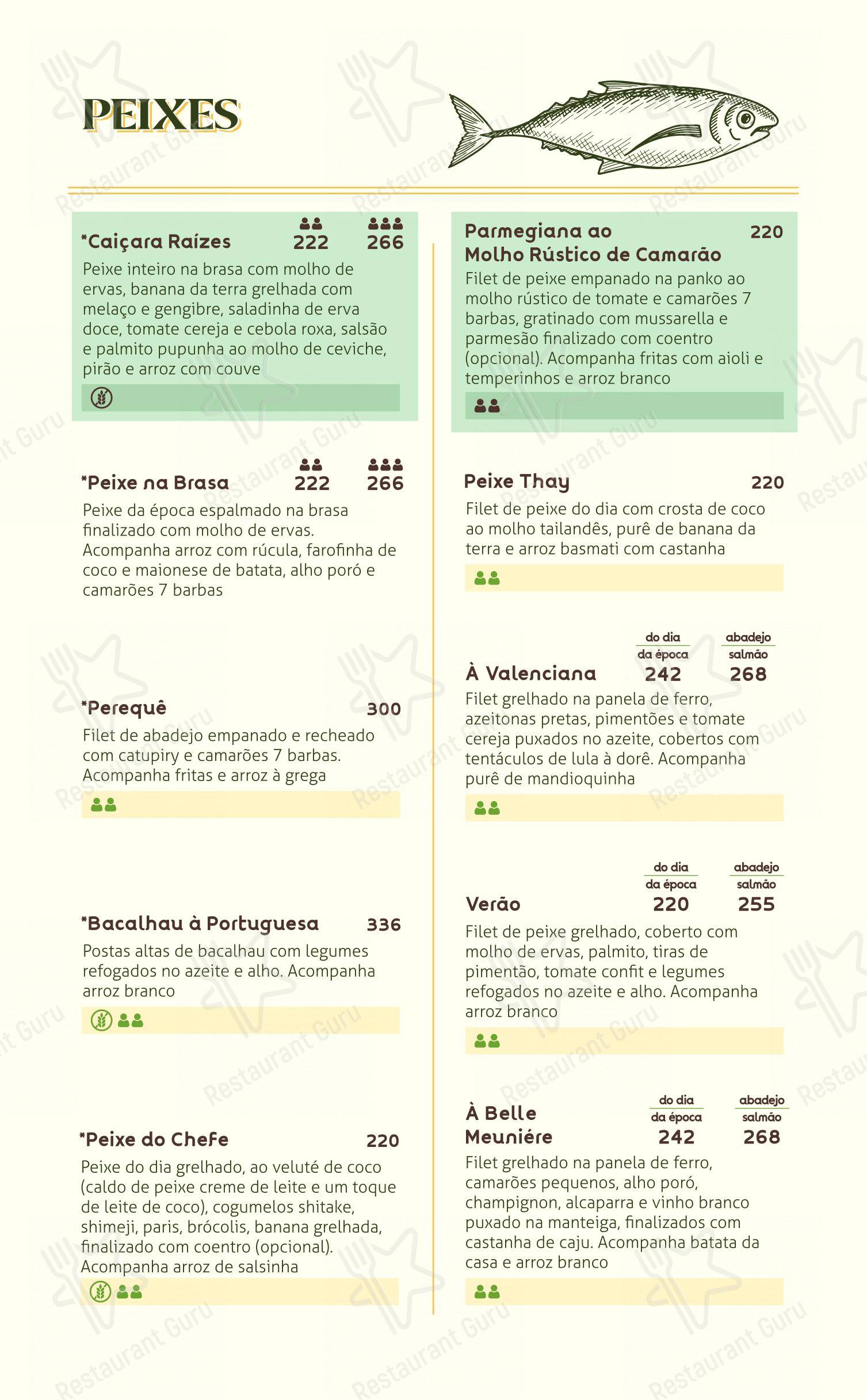 Raízes Restaurante Pizzaria em Ubatuba - Menu