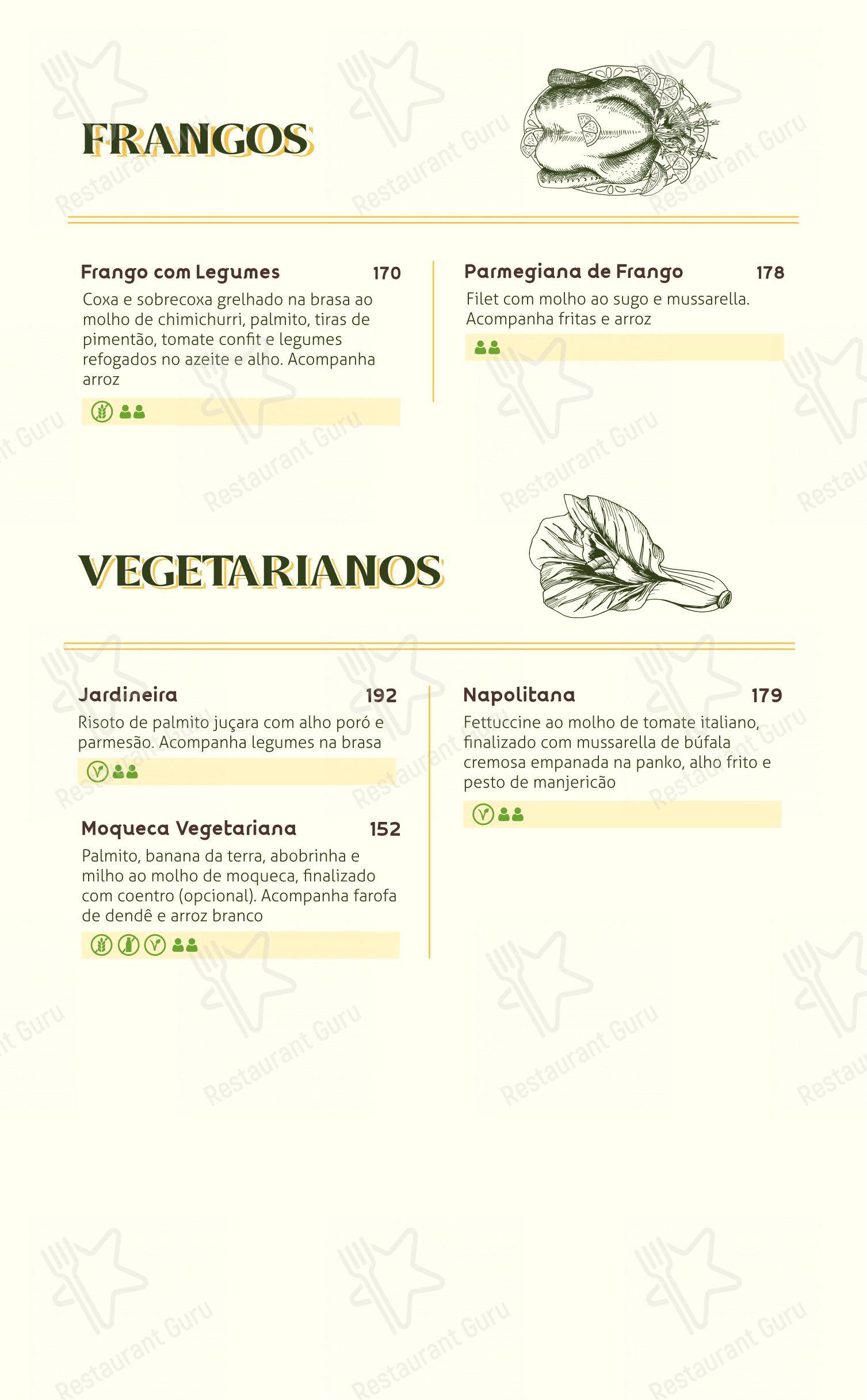 Menu para Raízes Restaurante Pizzaria restaurante