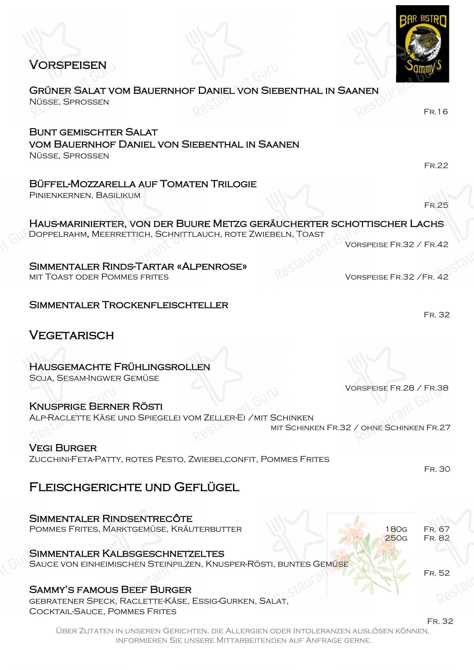 Основное меню per Restaurant Azalée in Saanen