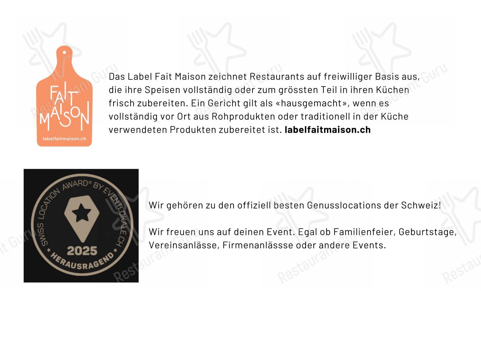 Menu di Restaurant Bärgji-Alp - Menu bar