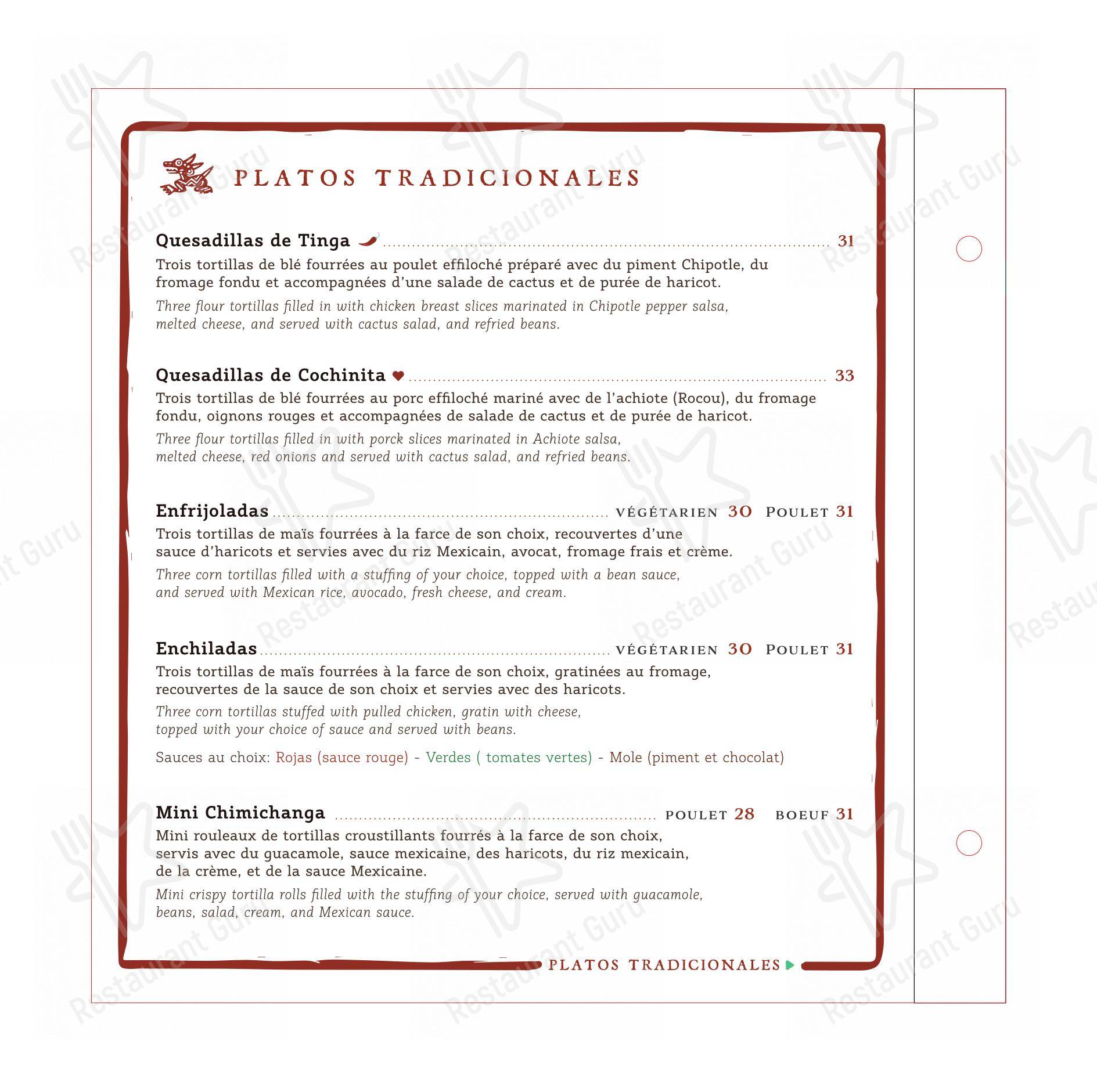 Menu di Restaurant Le Chat Rouge - Menu bar