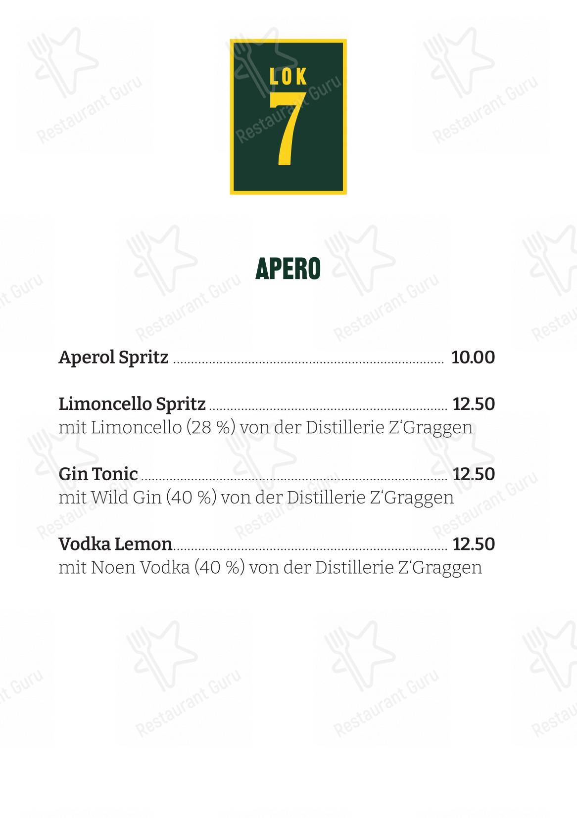 Menu di Restaurant Lok 7 - Menu bar