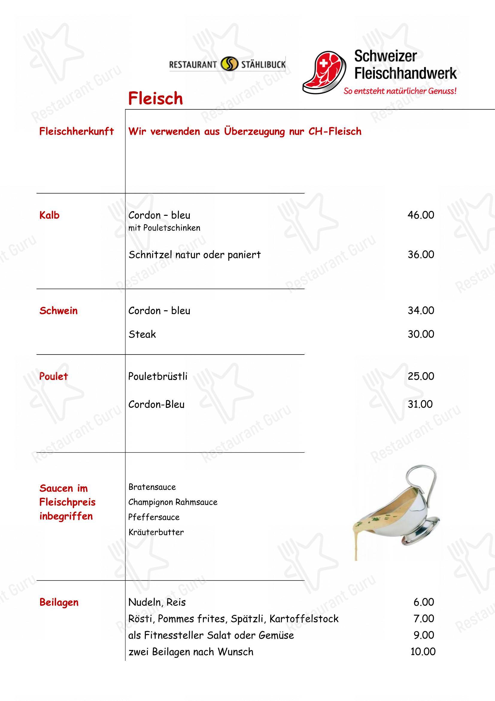 Menu bar per Restaurant Stählibuck in Frauenfeld