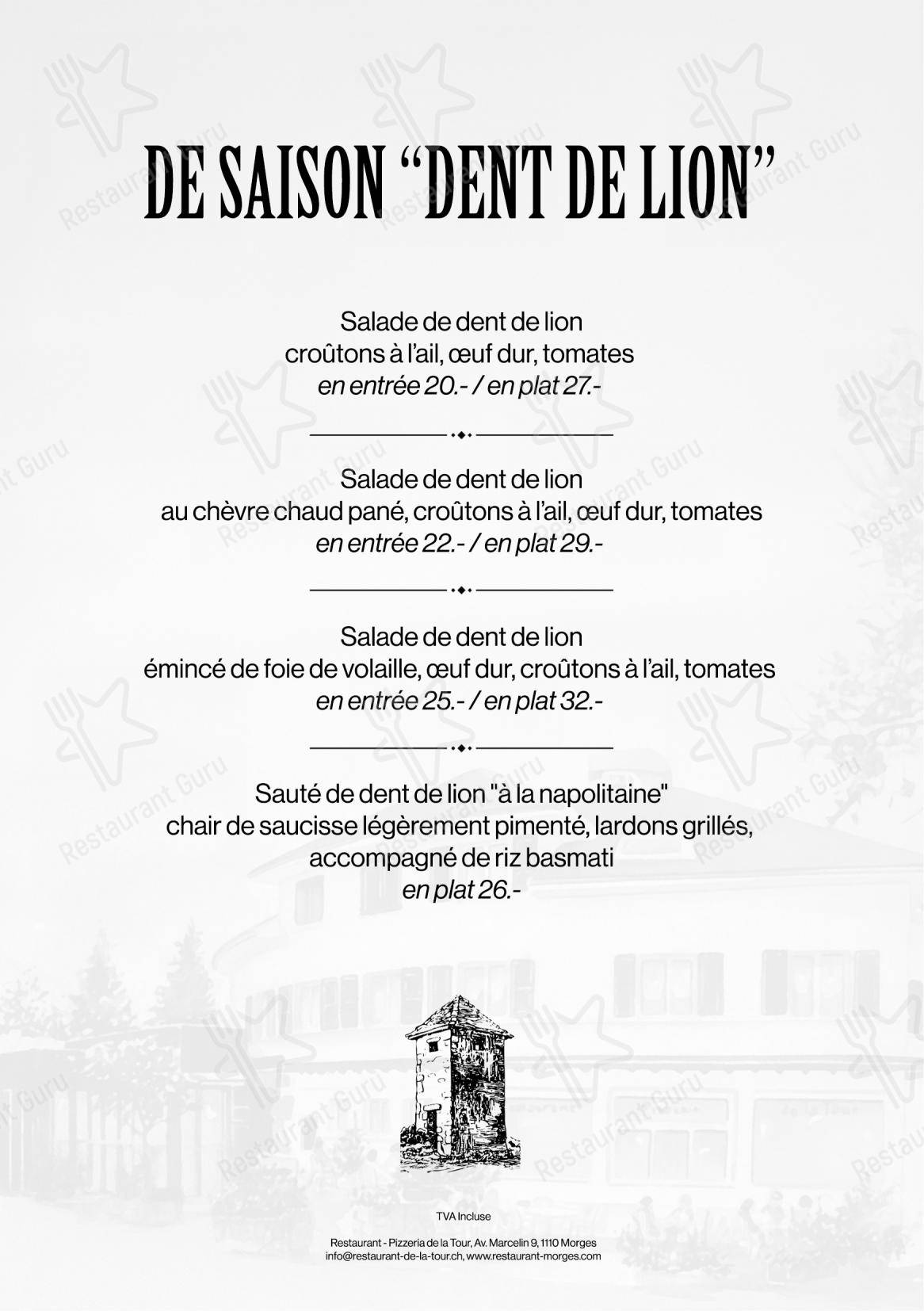 Restaurant de la Tour in Morges - Крафт меню