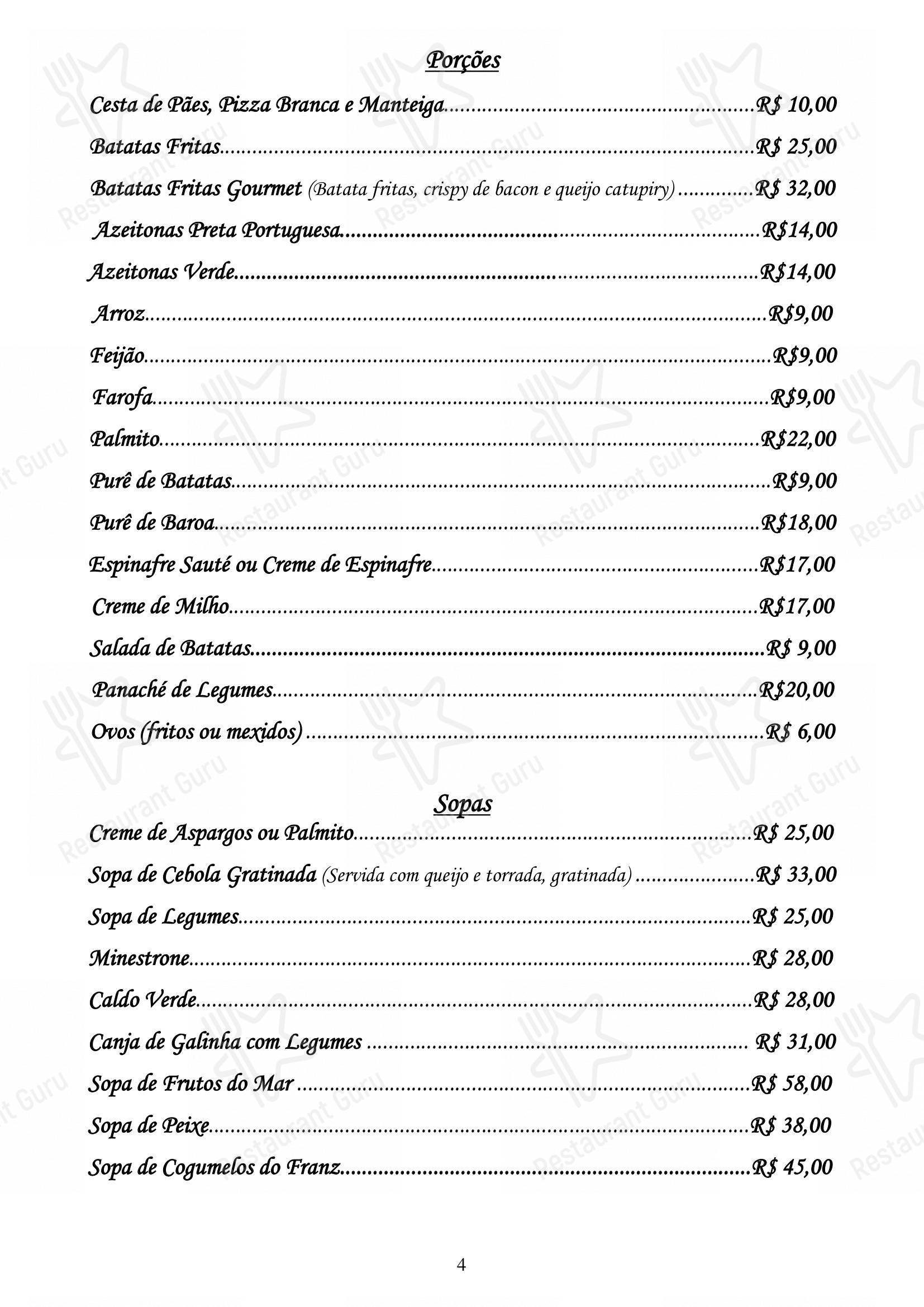Restaurante Convés - Menu