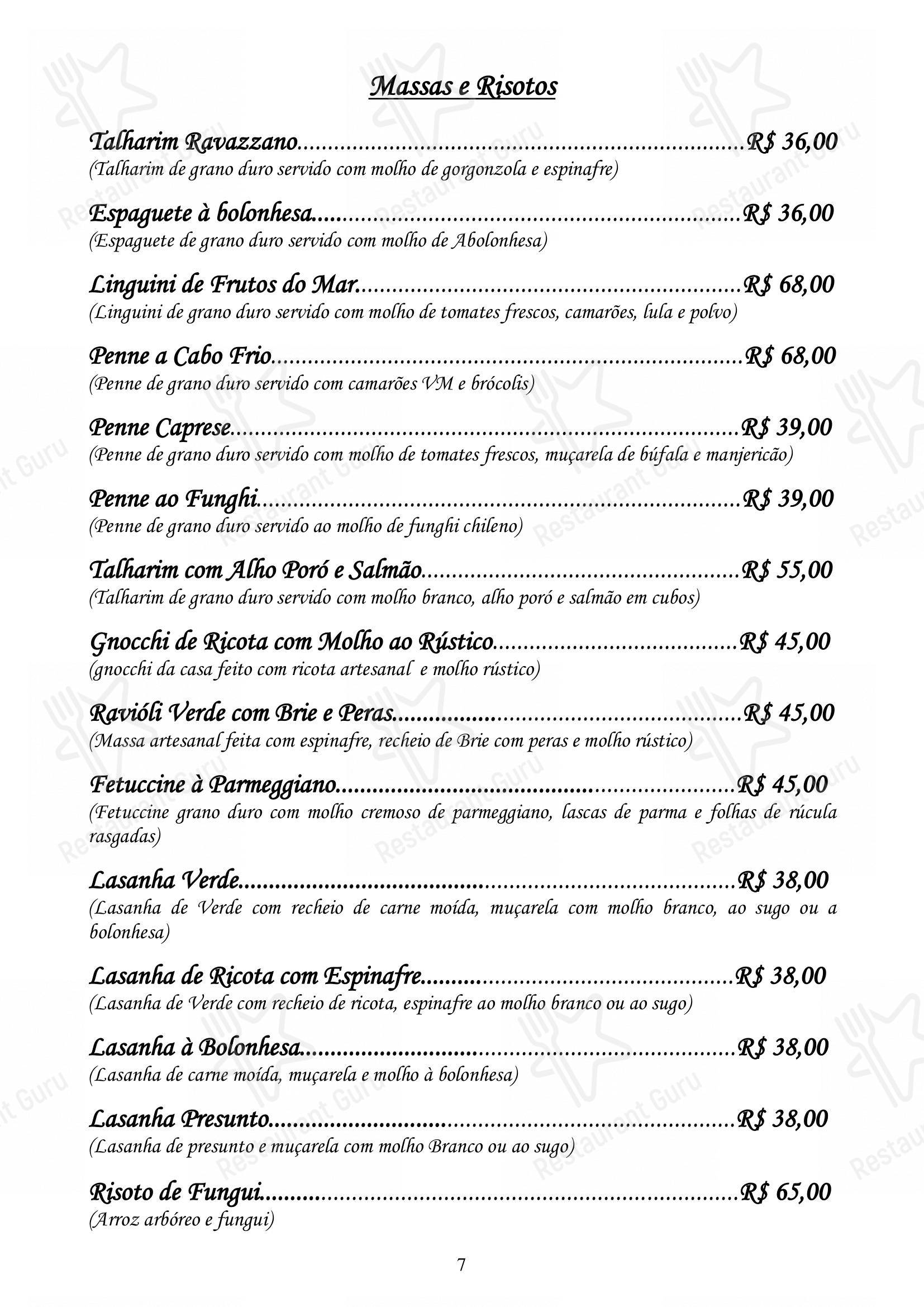 Restaurante Convés - Основное меню