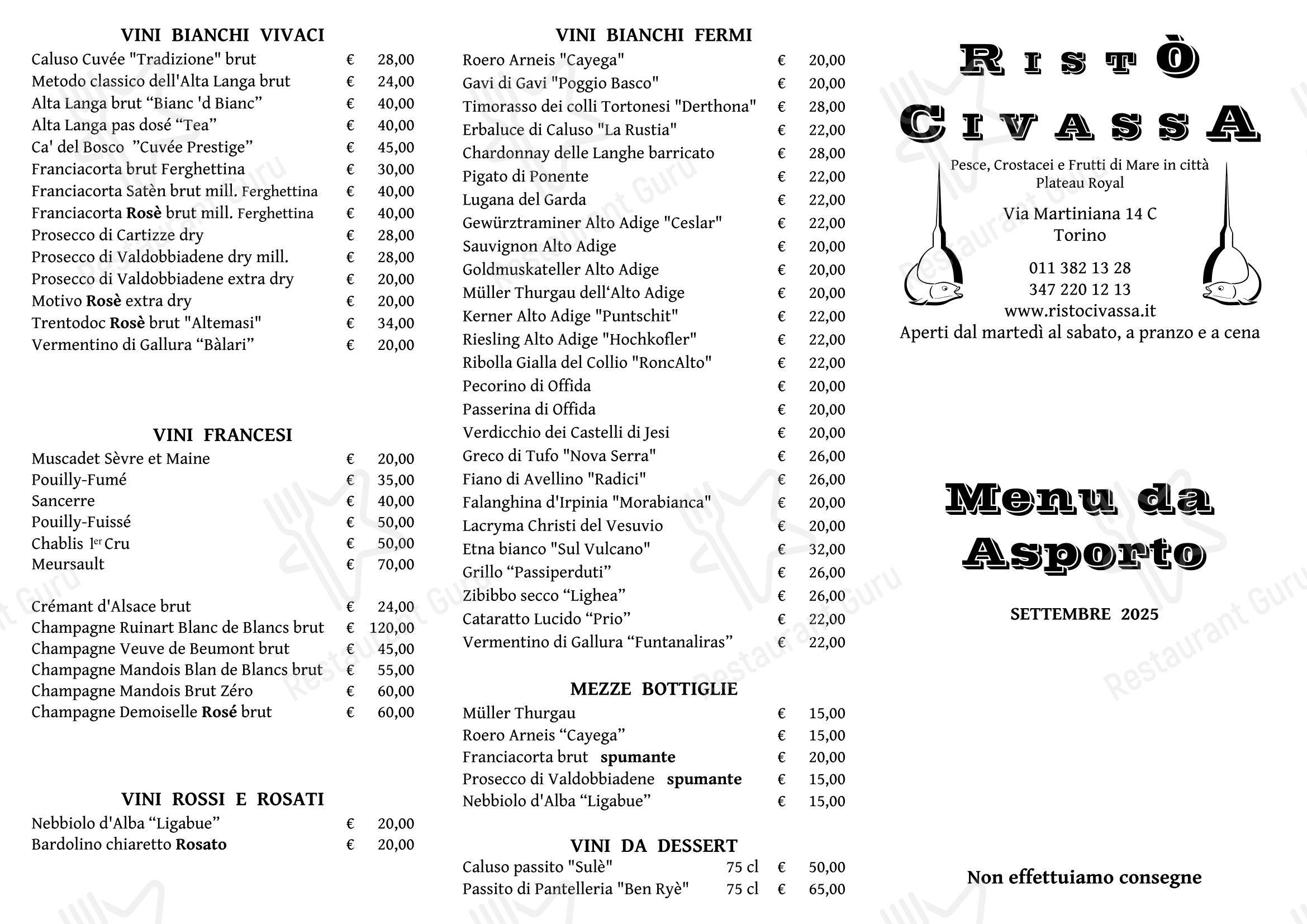 菜单 per Ristò Civassa in Torino
