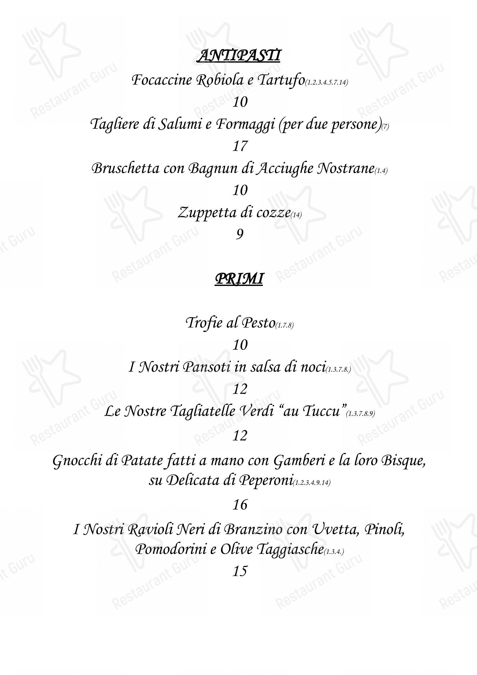 Menu bar per 27sapori cucina & vino in Genova
