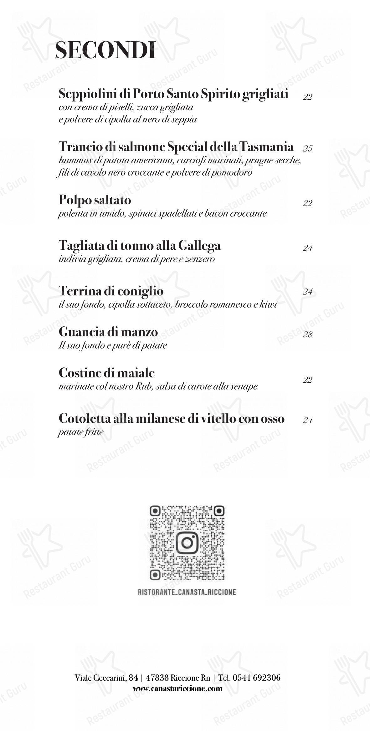 Menu per Ristorante Canasta Riccione in Riccione