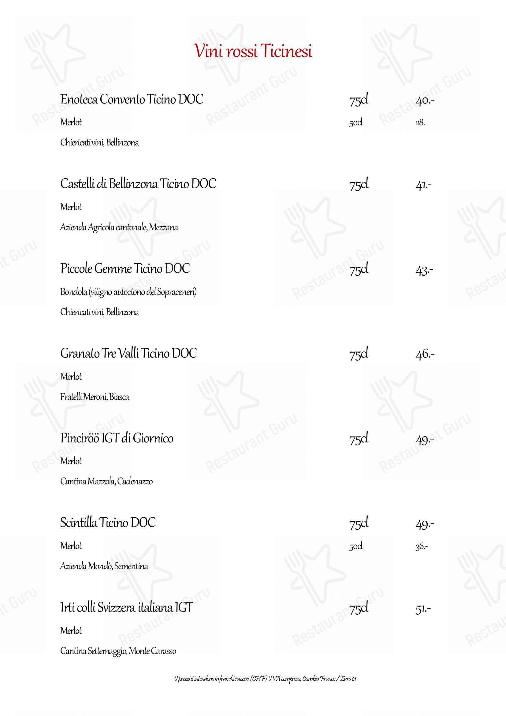 菜单 per Ristorante Casa del Popolo in Bellinzona