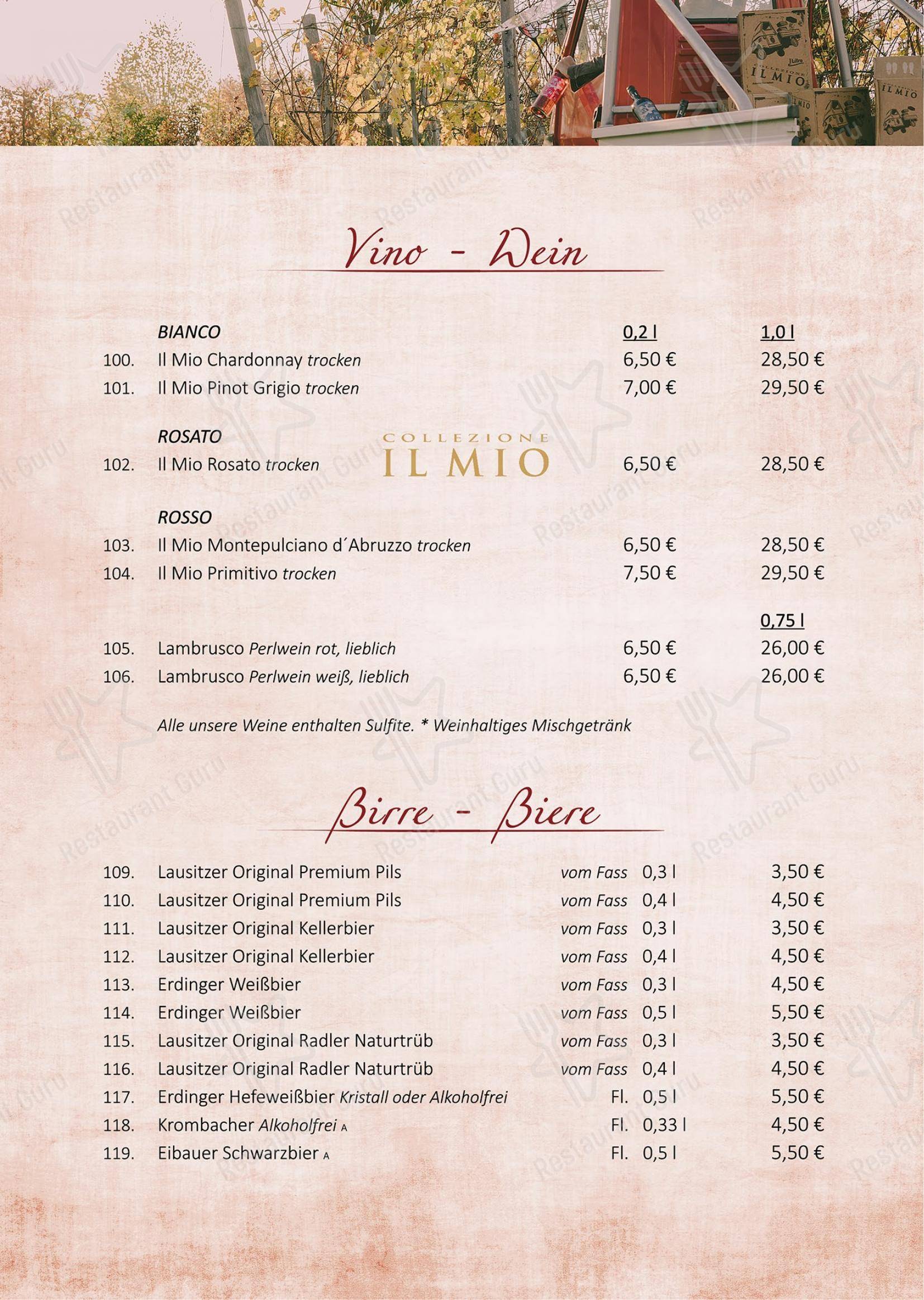Menu pour Ristorante Incontri - Menu