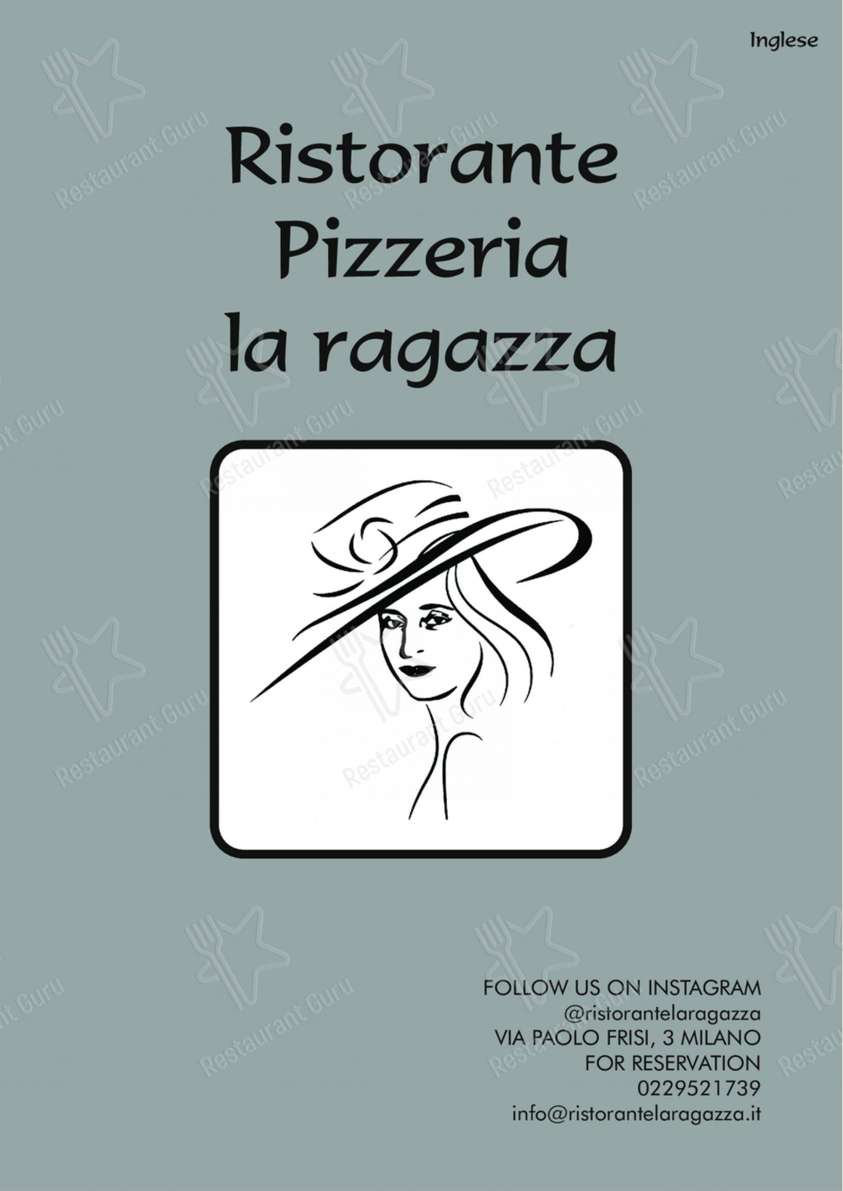 Menu di Ristorante Pizzeria La Ragazza - Menu bar
