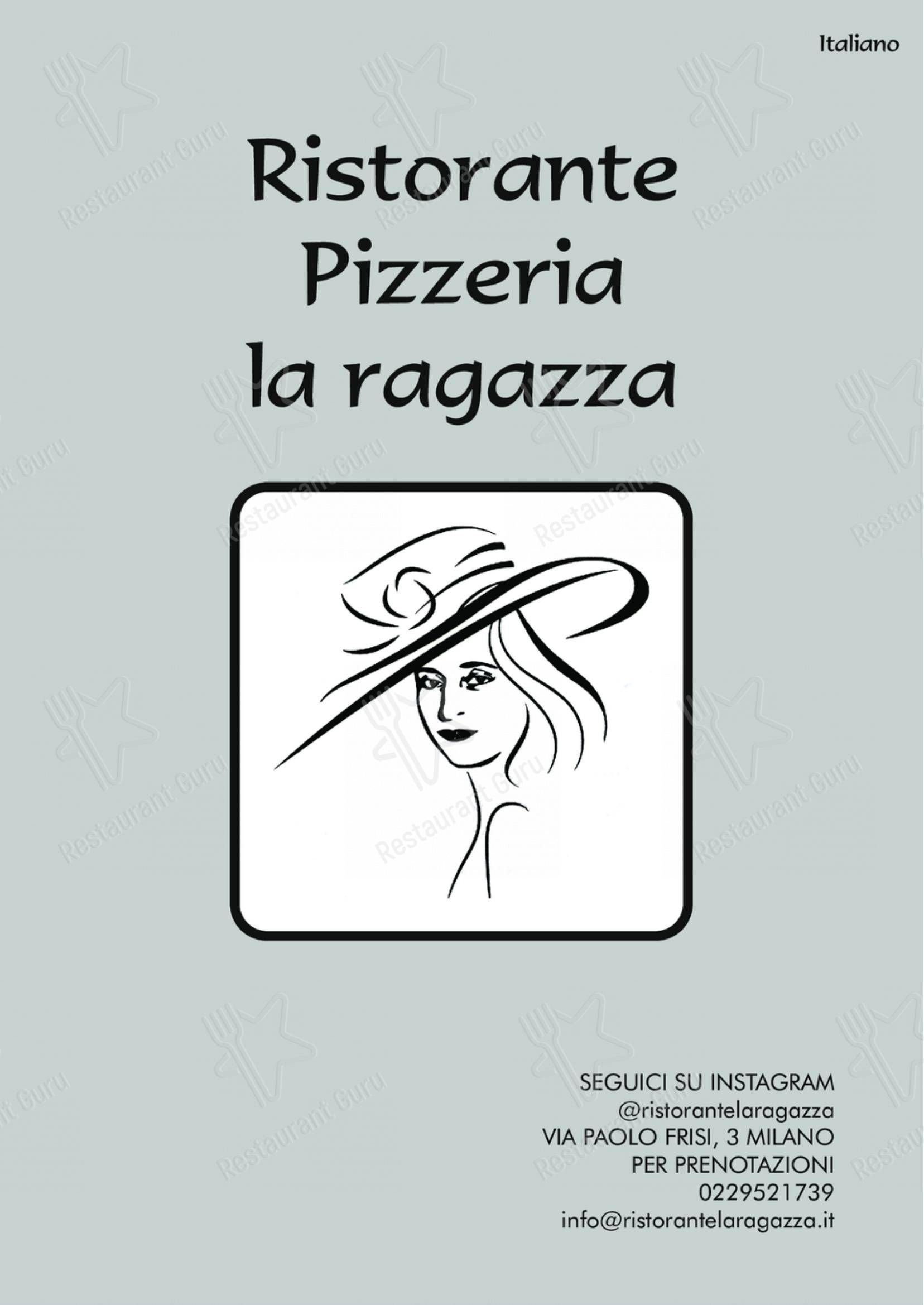 Menu bar per Ristorante Pizzeria La Ragazza pizzeria