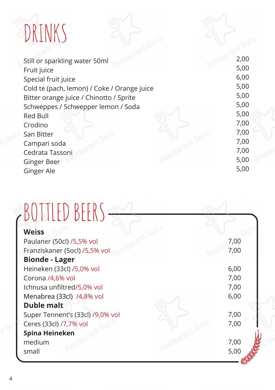 Основное меню per Smart Kook Bar pub & bar