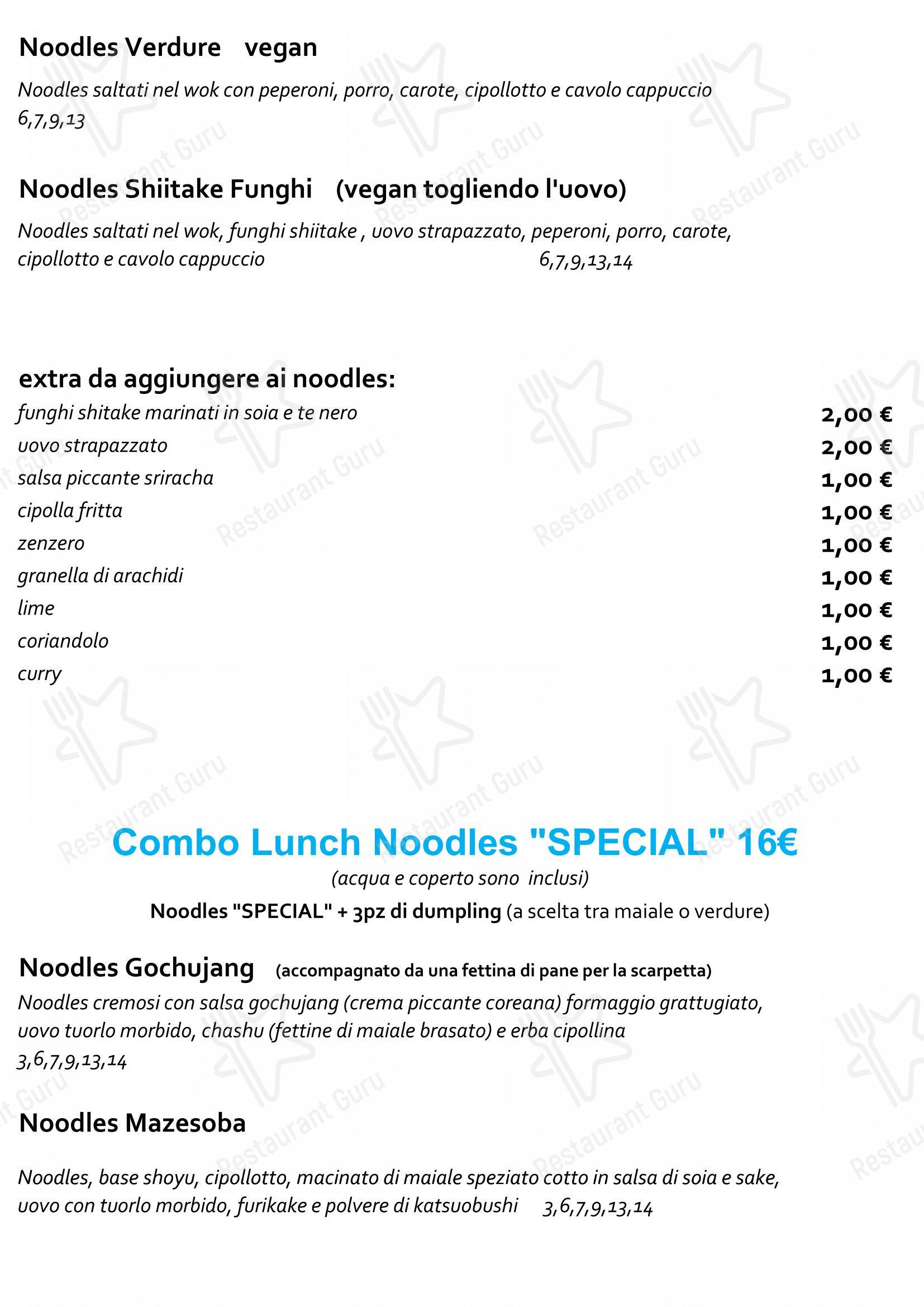 Staj Noodle Bar Chiaia in Napoli - 菜单