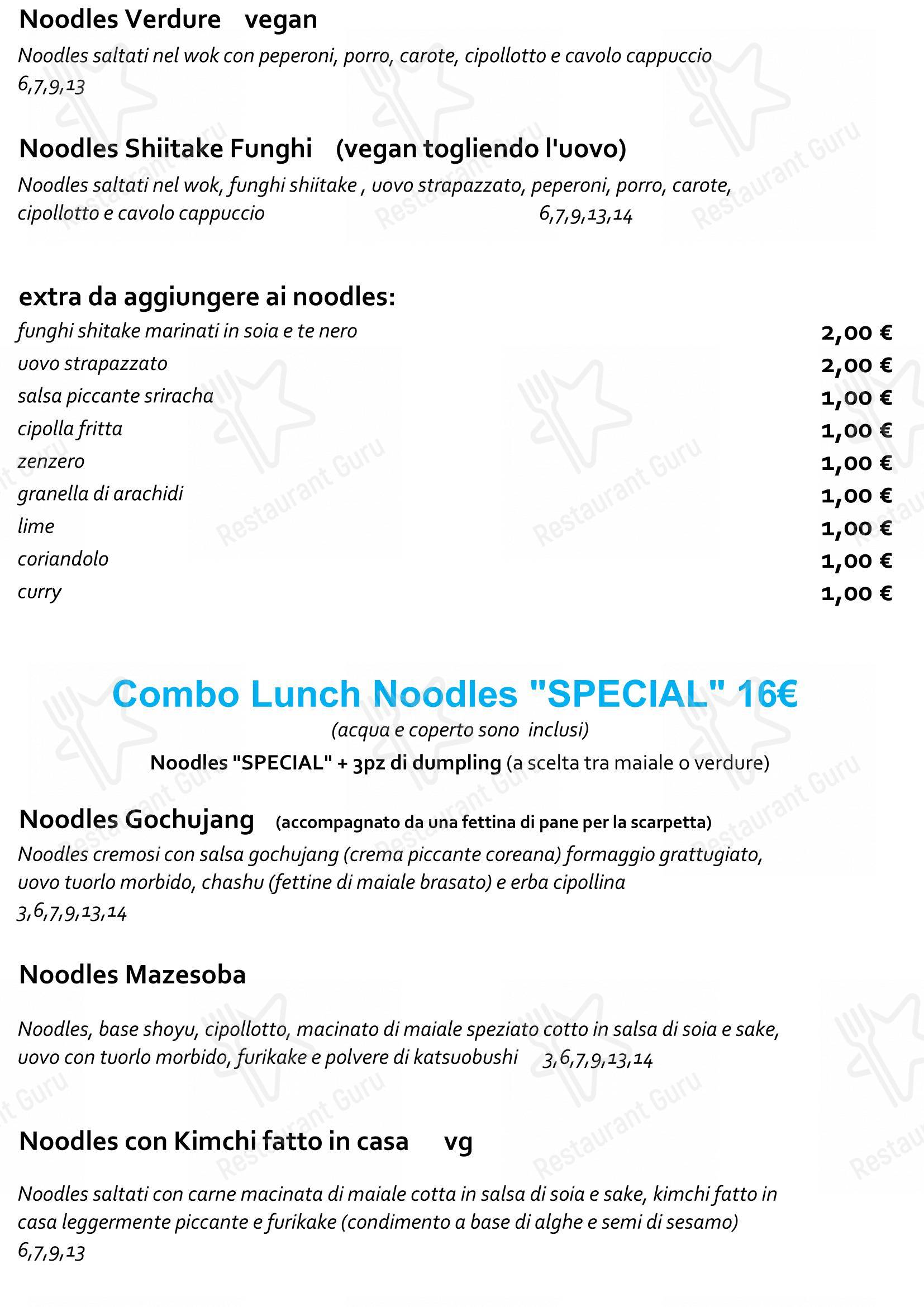 Menu bar per Staj Noodle Bar Chiaia in Napoli