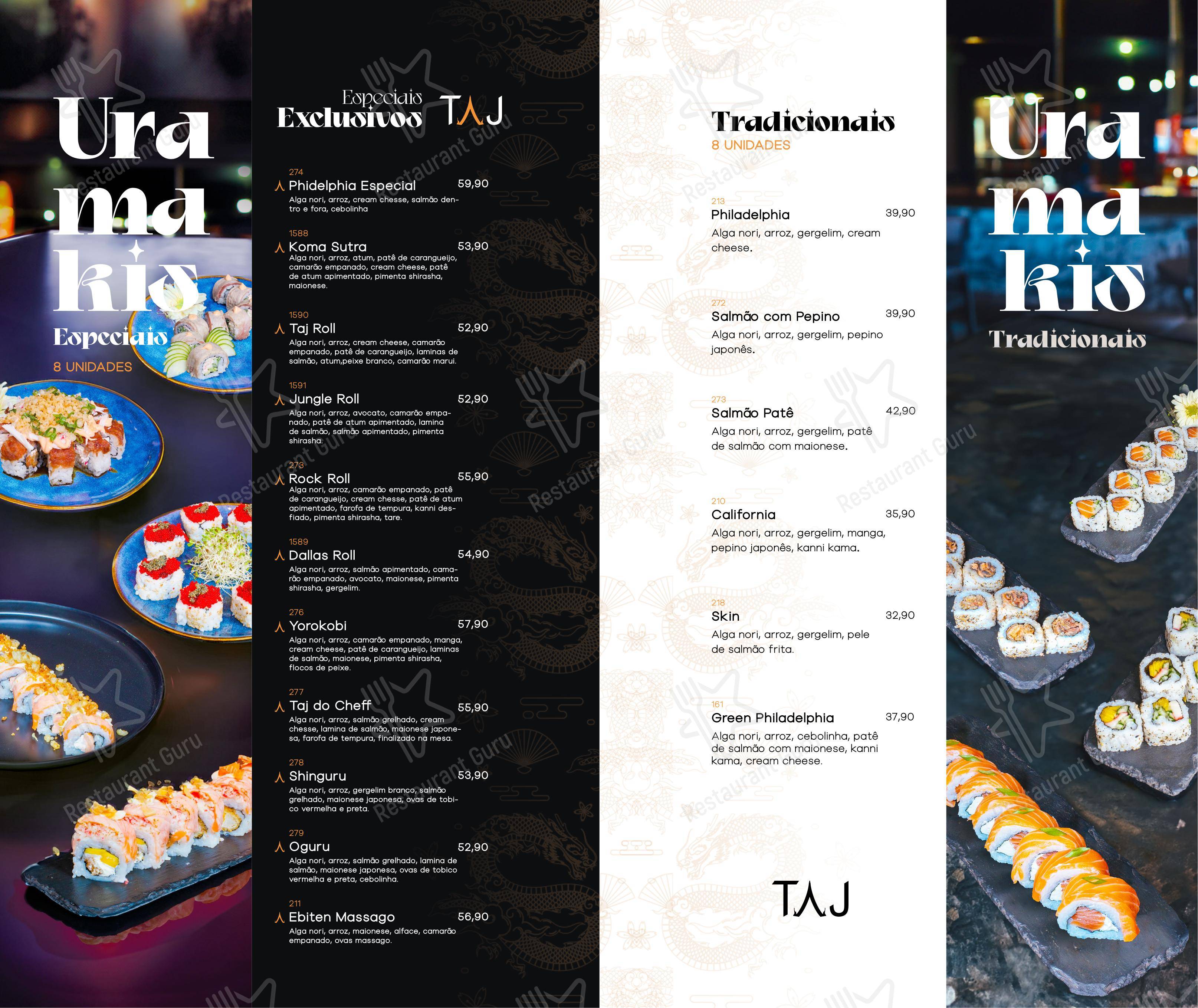 Menu para TAJ Foz em Foz do Iguaçu